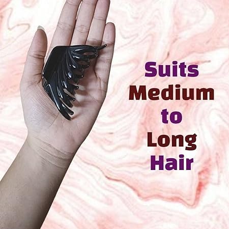 Stylish Butterfly Hair Clips for Women - 4 Pack Large Hair Claw Clutchers (Black & Brown Combo) | Korean Hair Accessories for Women & Girls | Perfect for School, Work, Parties & Everyday Styling