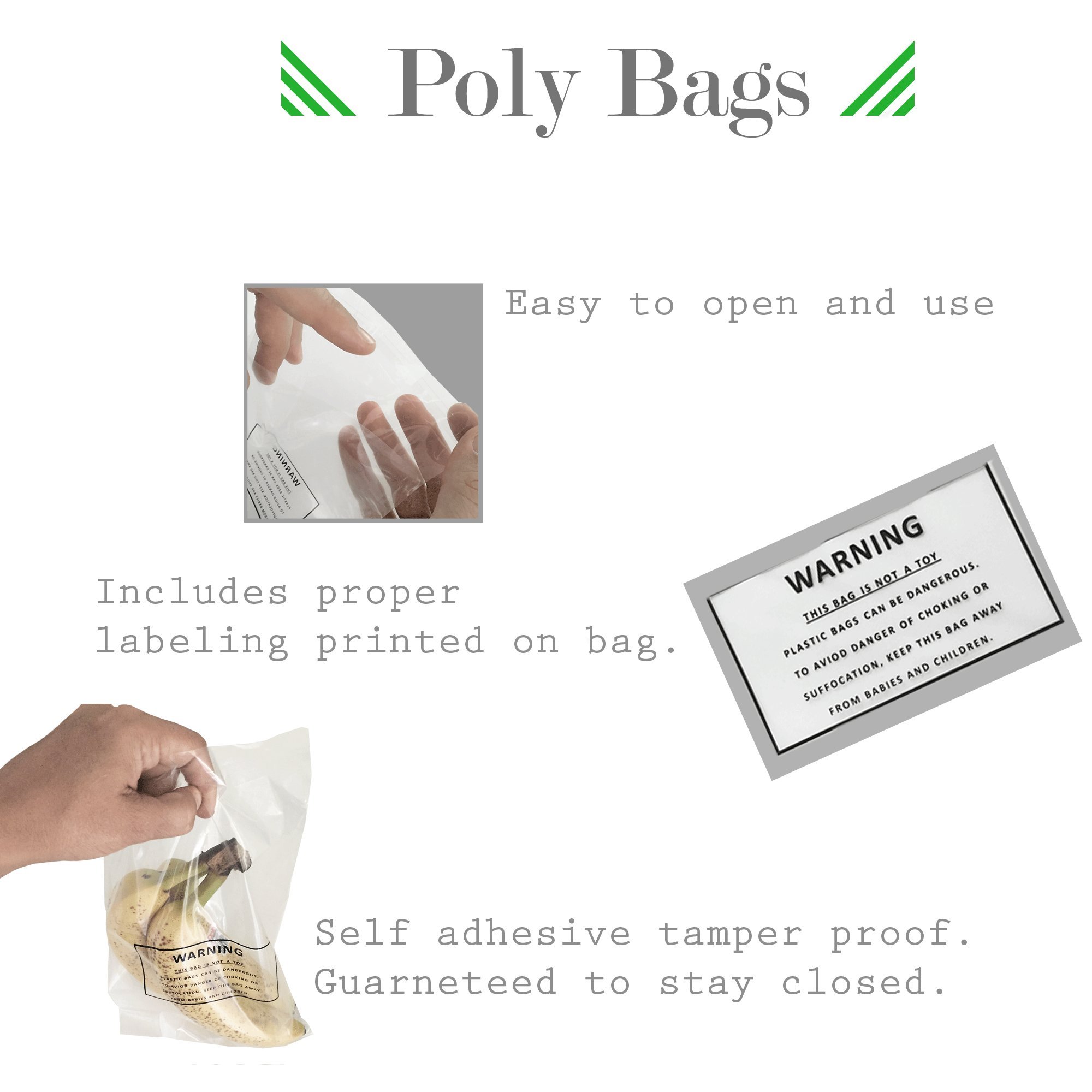 Self Sealing Clear Poly Bags with Suffocation Warning - 1.5mil Thick for Amazon FBA - 6x9 Inches (1000 Count) - Perfect for Packaging, Storage & Shipping Small Items