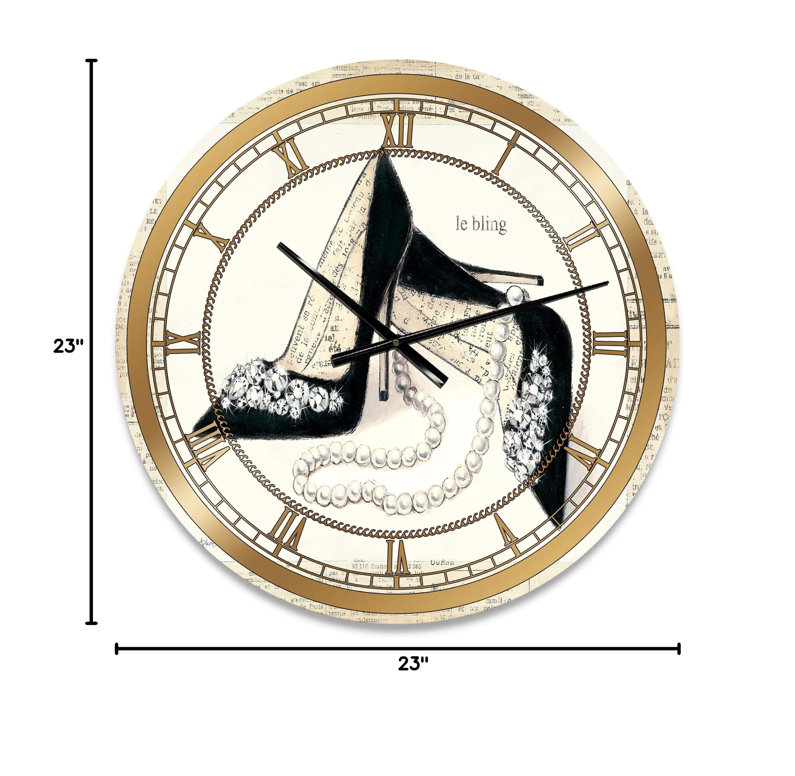 DesignQ Glam Wall Clock 'Chic Glam Closet I' - Large Decorative Wall Clock for Living Room, Bedroom & Office - Elegant Home Decor & Stylish Interior Design Accent