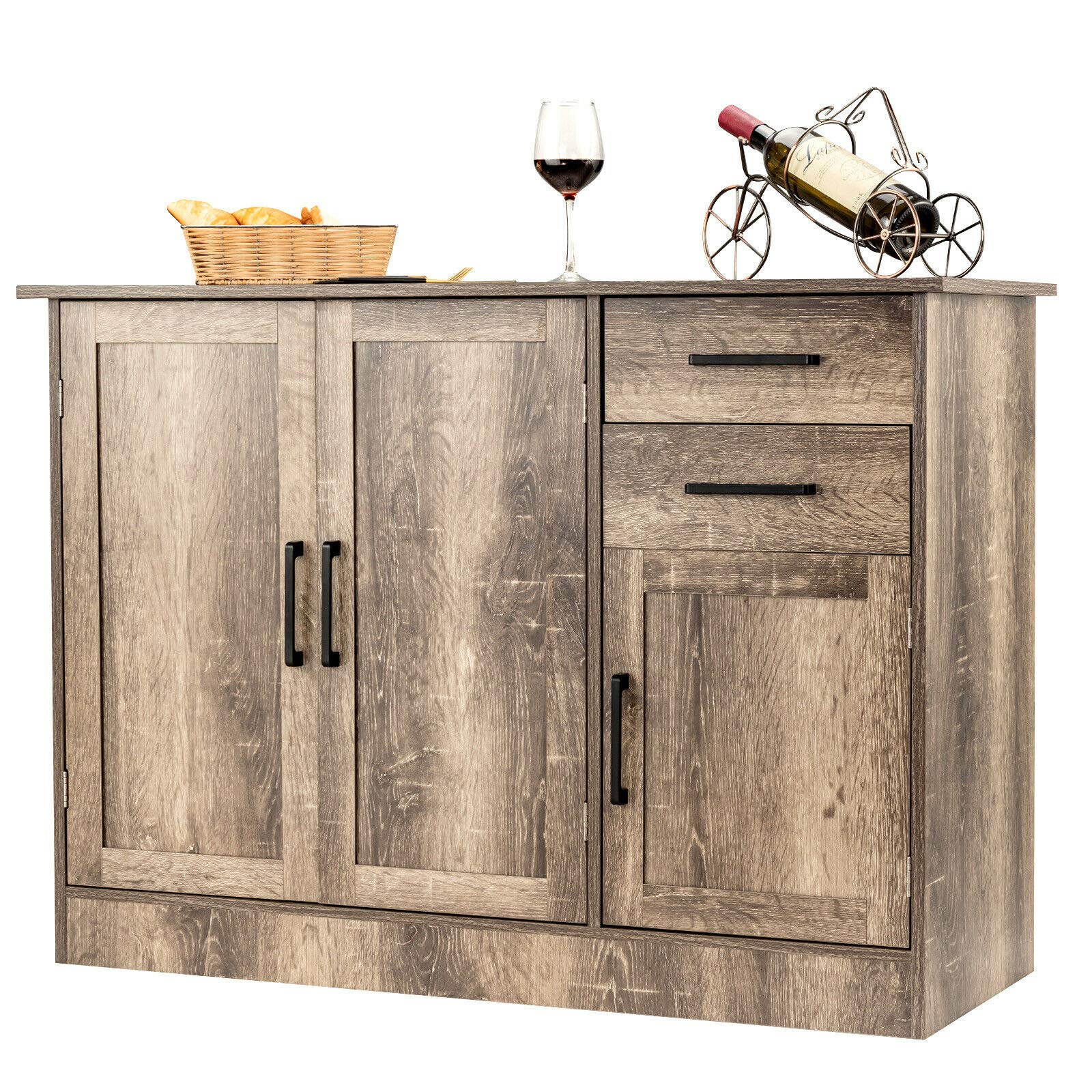Vintage Style Multi-Functional Sideboard Buffet Cabinet - Sturdy Storage Console Table with Magnetic Door Holder for Kitchen, Living Room & Entryway - Perfect for Dining Room Storage, Home Organization & Space Saving Decor