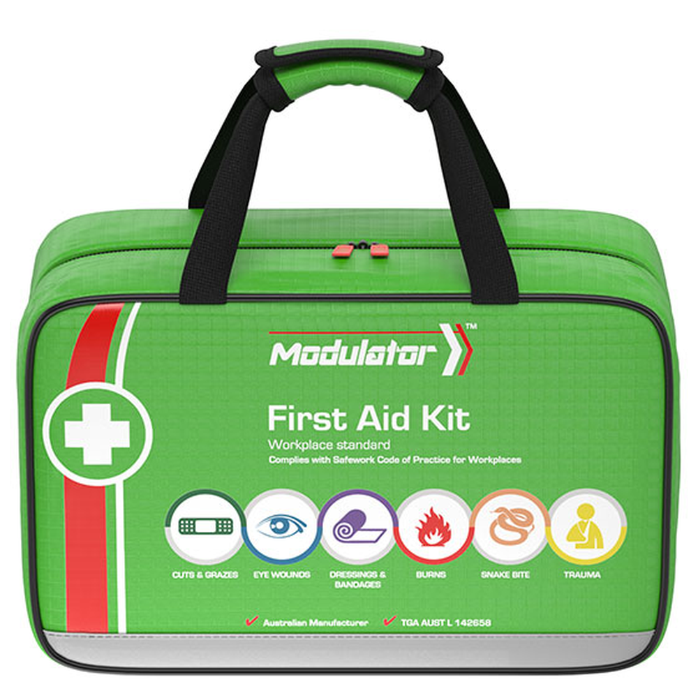 Custom Modulator Commercial Softpack First Aid Kit for Food & Beverage Industry - 14.2 x 9.1 x 5.5 Inches (36x23x14cm) - Workplace Safety & Emergency Preparedness