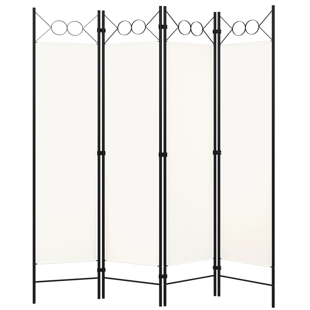 SKM 4-Panel Room Divider - Cream White Folding Privacy Screen 63