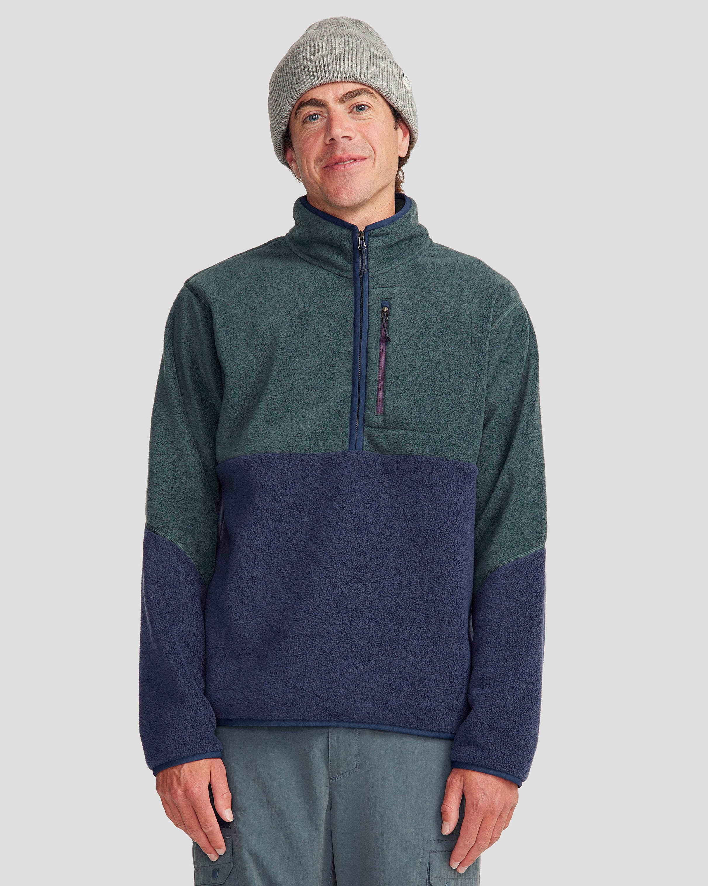 Men's Trailhead Fleece 1/4 Zip Pullover - Lightweight Hiking Jacket for Outdoor Adventures in Deep Forest/Pure Navy - Perfect for Camping, Hiking & Casual Wear