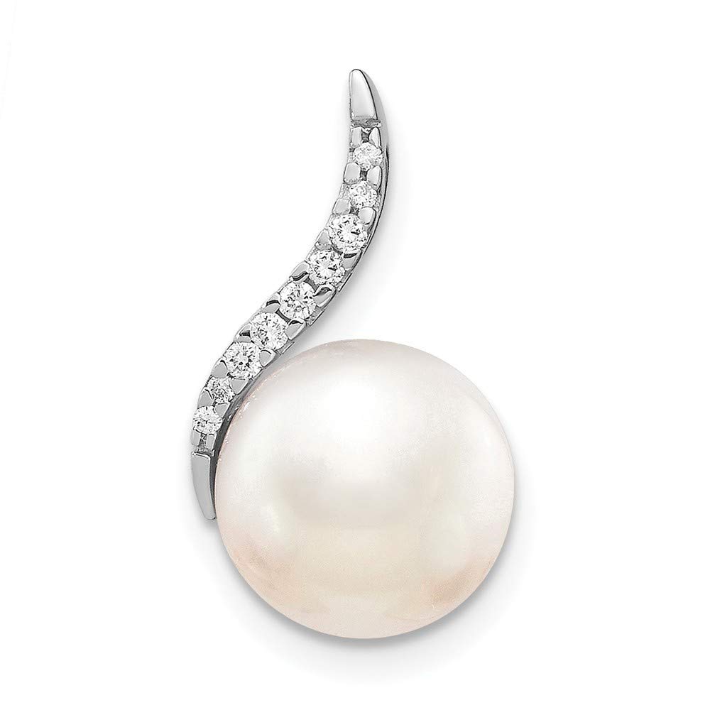 14K White Gold Diamond & Freshwater Pearl Pendant Necklace for Women - Elegant Jewelry Gift for Anniversary, Birthday & Special Occasions