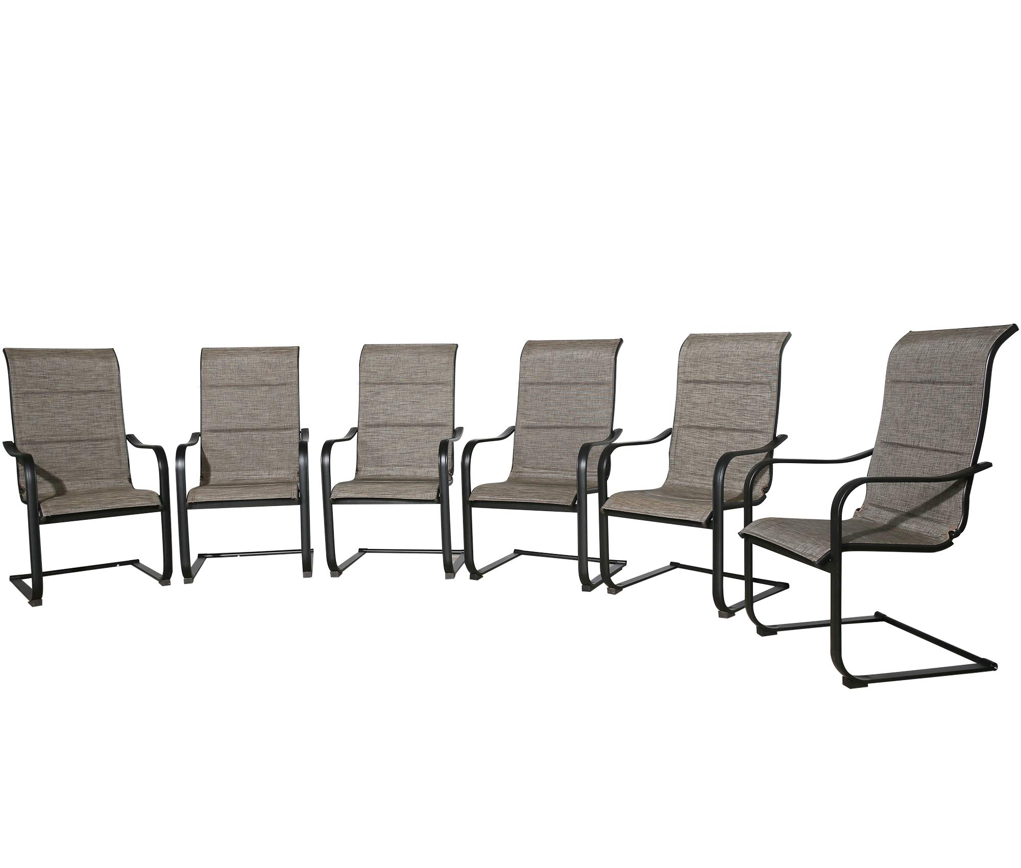 **Ulax 6-Piece Outdoor Dining Chairs Set - Padded High Back Metal Spring Motion Patio Chairs for Garden, Poolside & Backyard Relaxation**