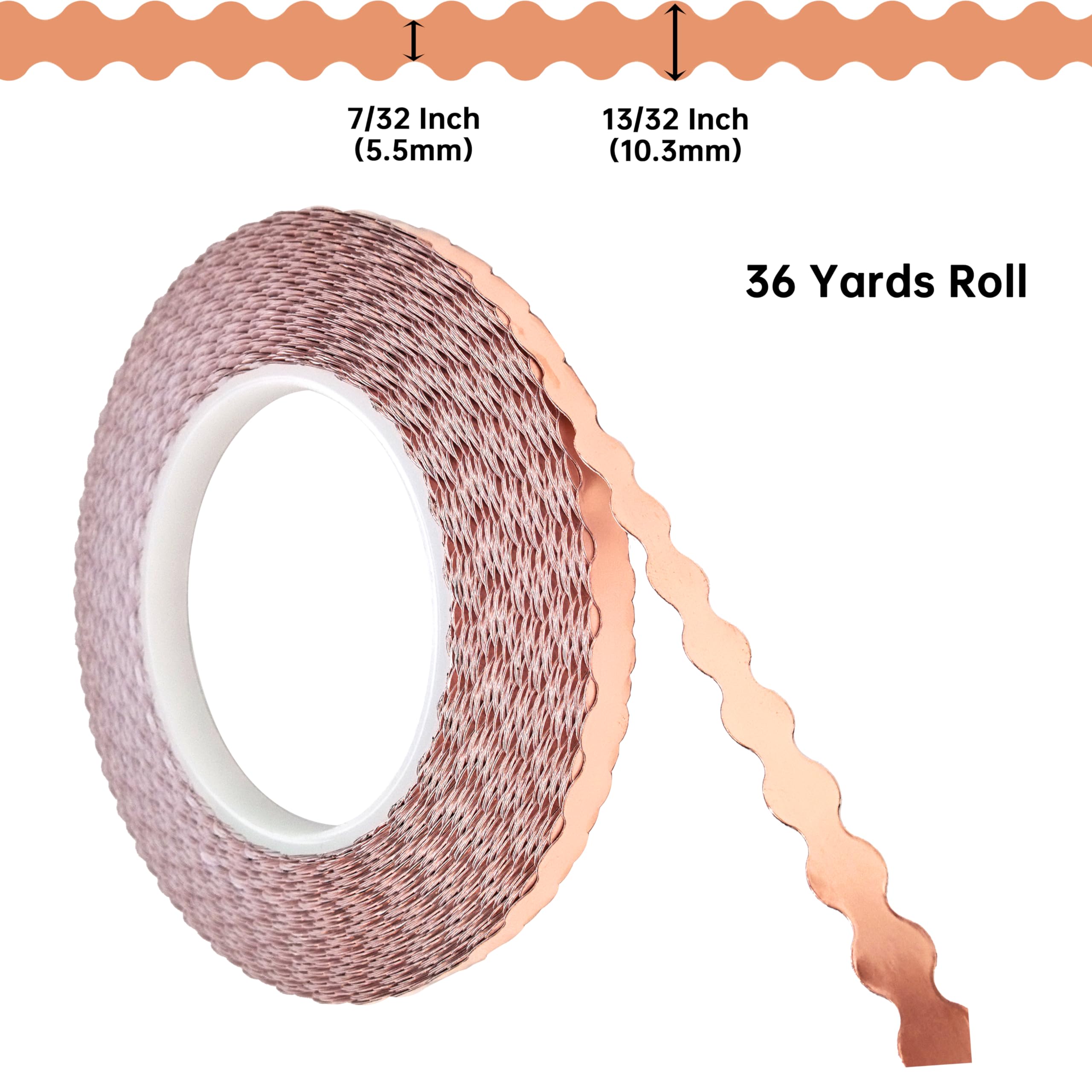 Premium Black Backed Scalloped Copper Foil Tape - 7/32