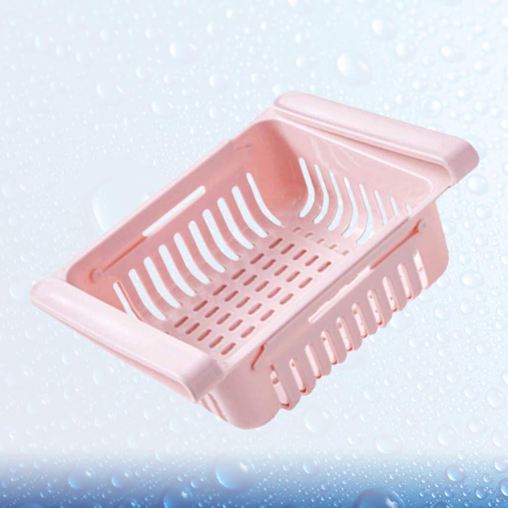 Cabilock 2-Pack Refrigerator Egg Storage Box - Mini Freezer Shelf Organizer, Non-Slip Kitchen Rack for Fruits, Vegetables & Tools - Space Saving Drawer Shelf for Fridge, Pantry & Small Kitchen Organization (Pink)