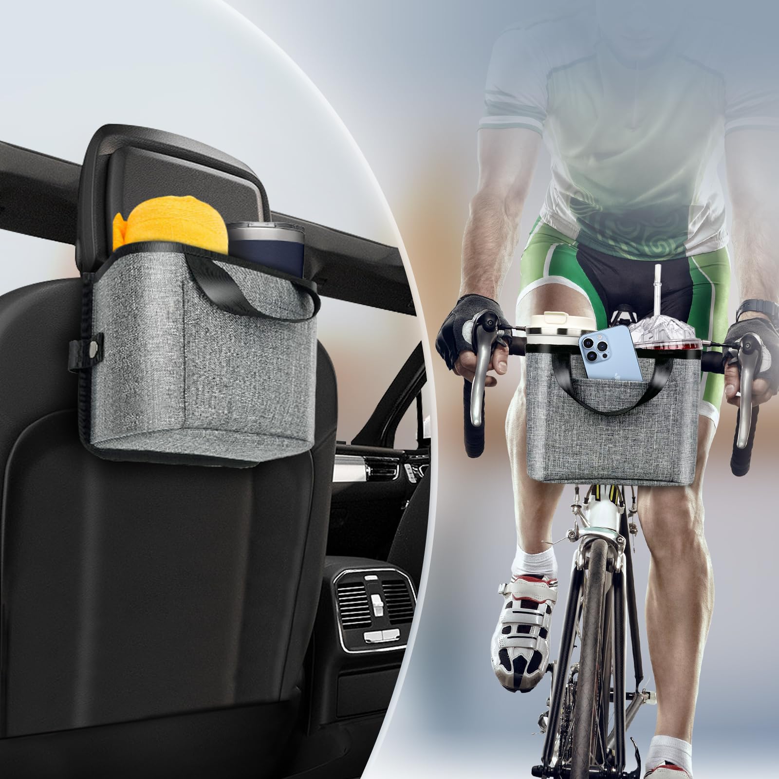 Premium Suitcase Cup Holder - Hands-Free Travel Drink Carrier for Luggage, Universal Handle Attachment, Durable Gray Travel Accessories - Perfect for Airports, Commuting & Vacations