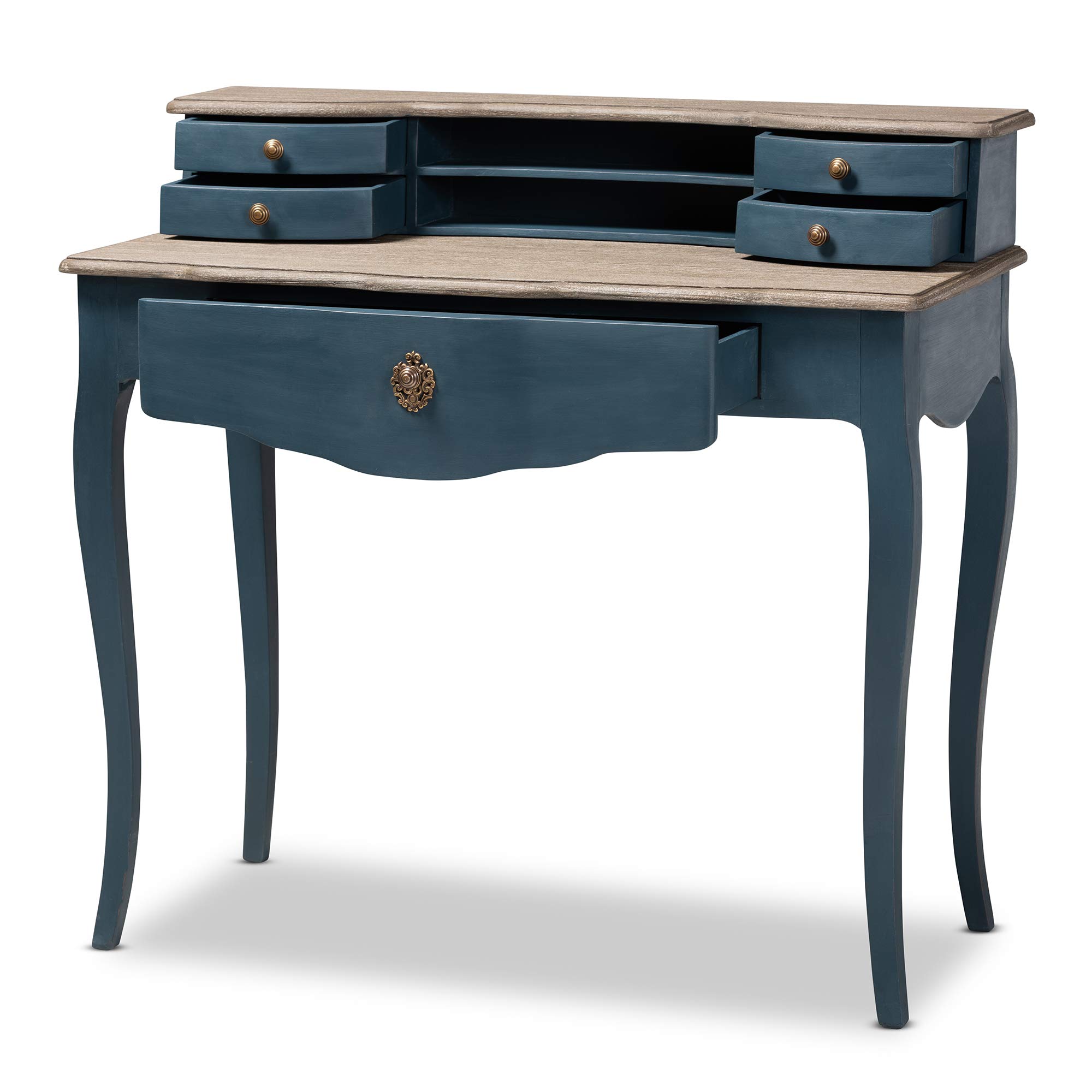 Baxton Studio Desk Blue Oak - Perfect for Home Office & Workspace