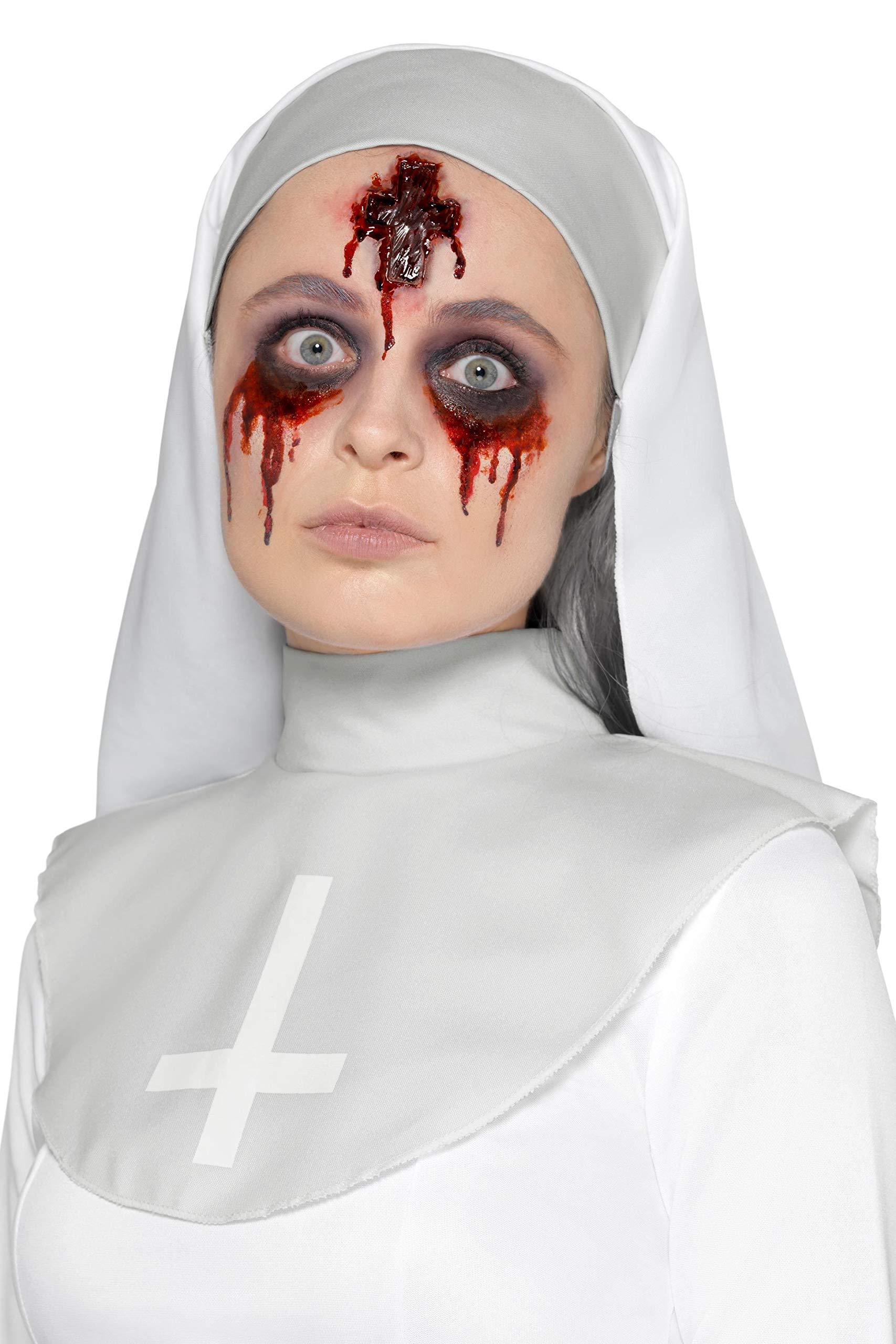 Smiffys Latex Cross Wound Scar Makeup FX - Realistic Red Scar Prosthetic with Adhesive - Halloween Costume Accessories & Special Effects Makeup for Cosplay, Horror Movies, and Theatrical Performances