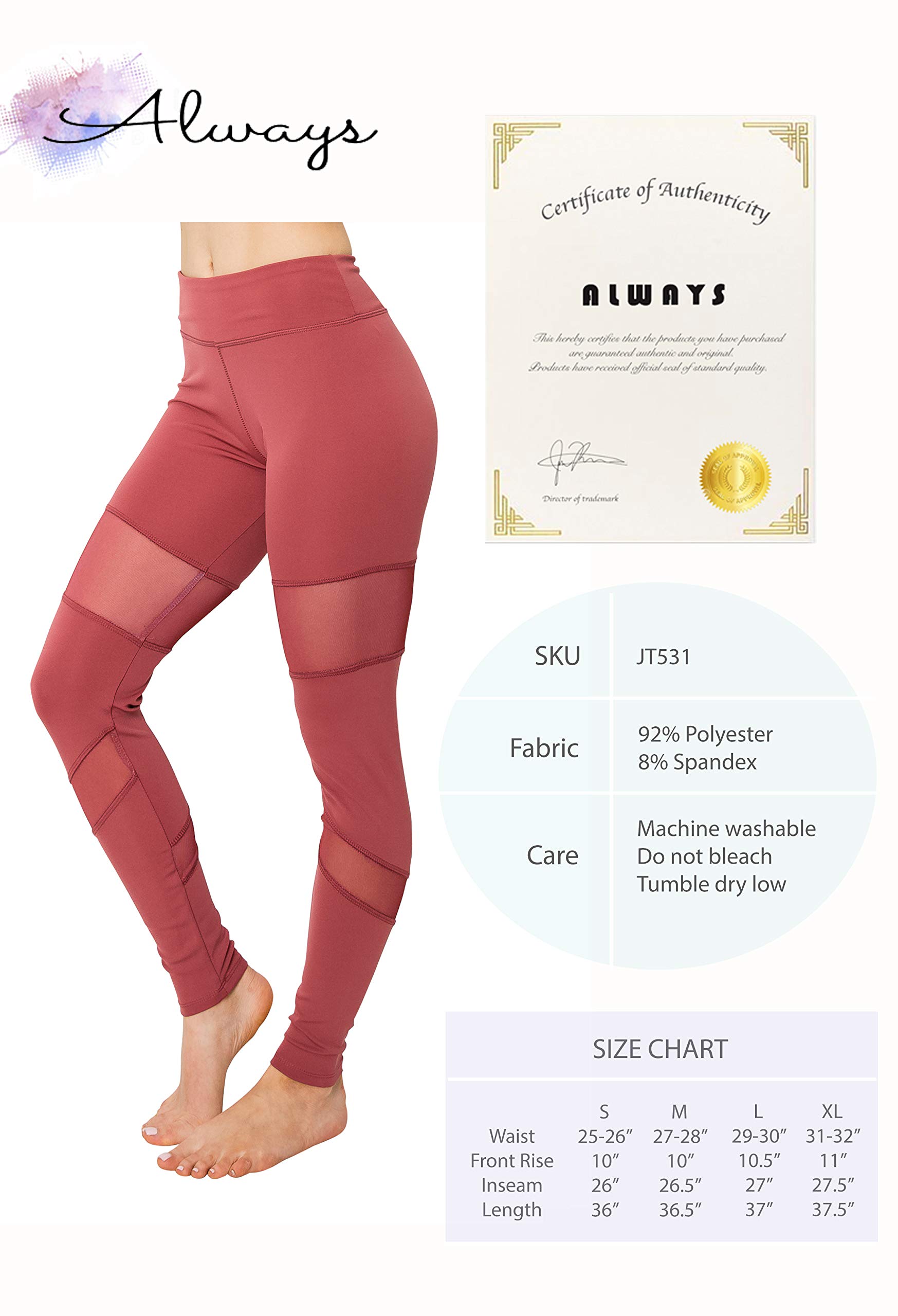 ALWAYS High Waisted Yoga Pants for Women - Breathable Mesh Stretchy Workout Leggings for Gym, Running & Activewear | Comfortable Fitness Pants for Yoga, Pilates & Daily Wear