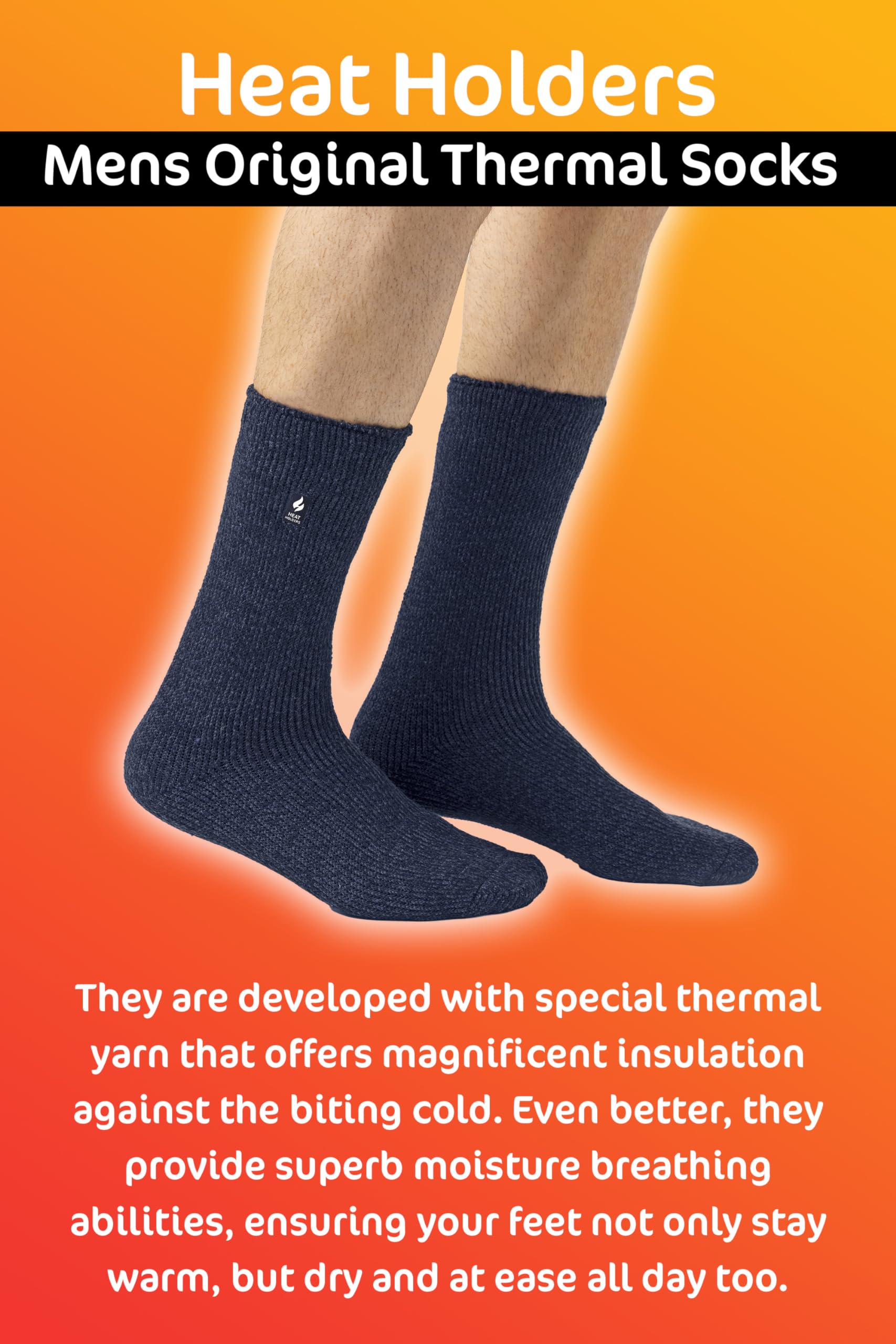 HEAT HOLDERS Men's Thermal Socks - Ultra Warm 2.3 TOG Winter Crew Socks for Cold Weather | Perfect for Skiing, Hiking & Outdoor Activities