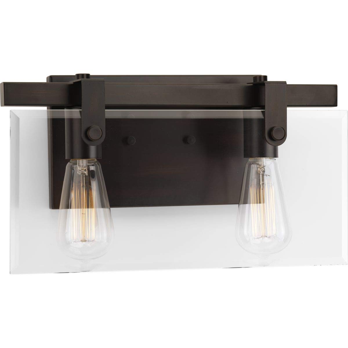 Progress Lighting P300106-020 Glayse Bath & Vanity Light Fixture in Oil-Rubbed Bronze Finish - Elegant Bathroom Lighting for Vanity Mirror, Powder Room & Master Bath Decor