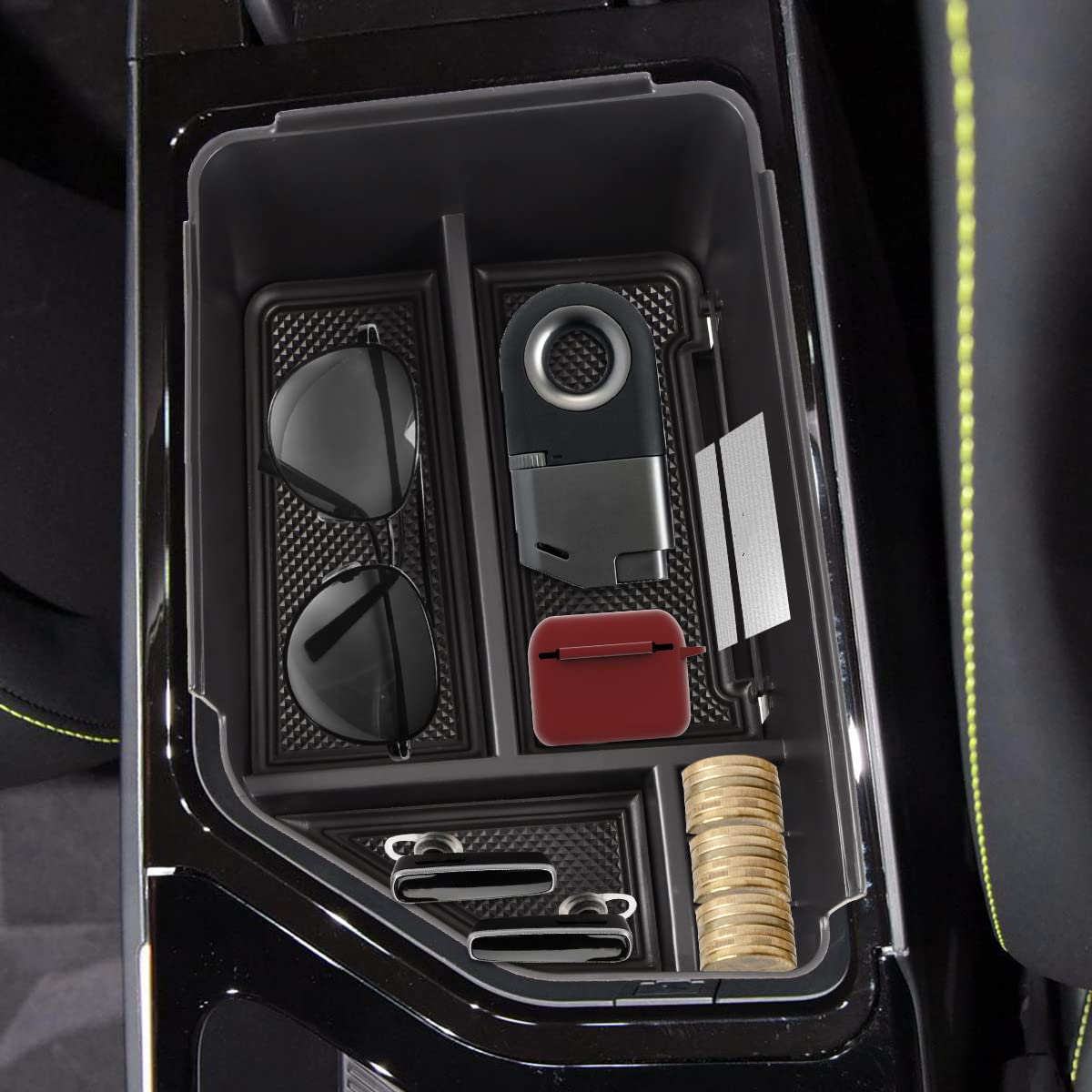 2022-2025 Kia EV6 Center Console Organizer Tray - Black Armrest Storage Box Insert | Car Accessories for Enhanced Organization | Perfect for Road Trips & Daily Commuting