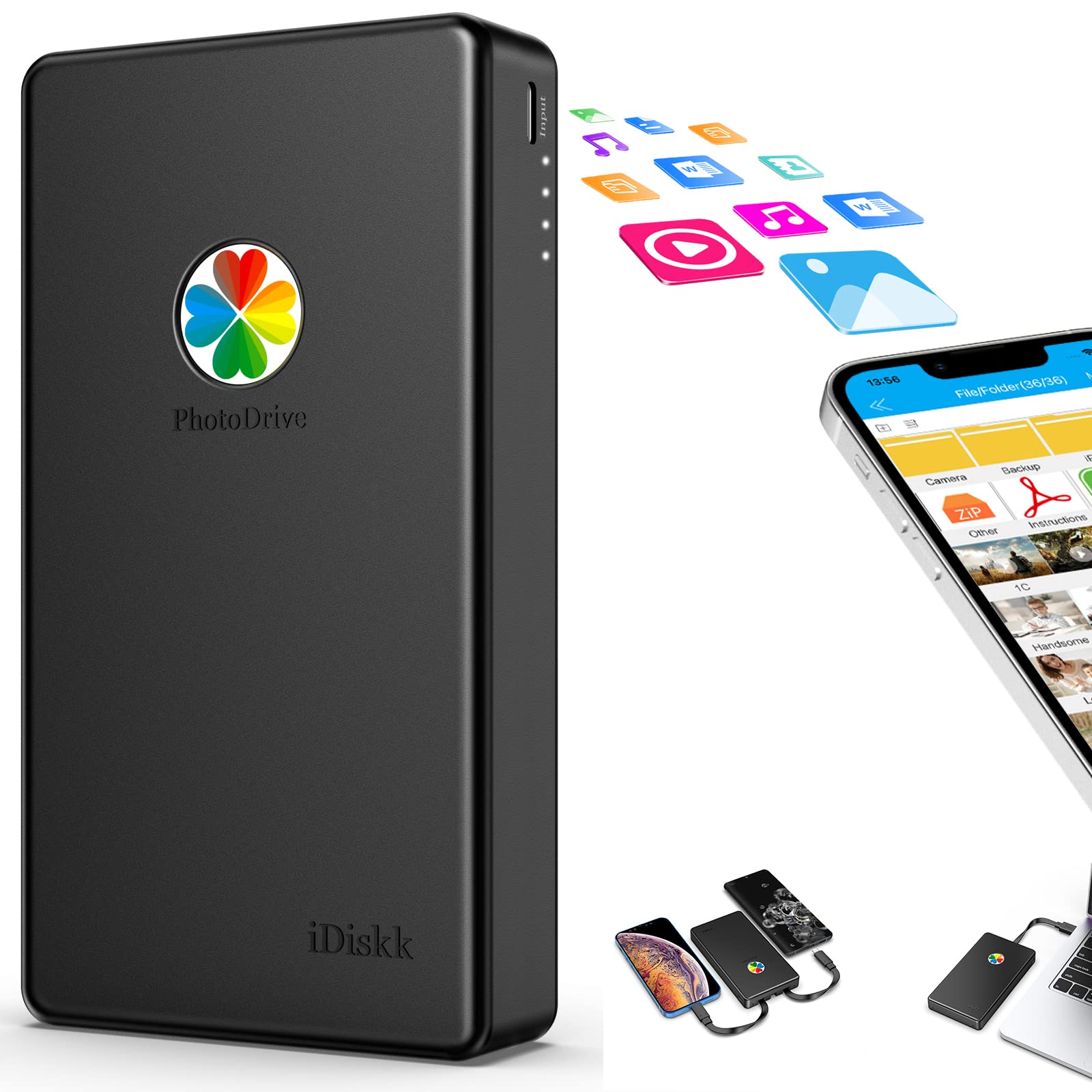 Apple Certified 2TB External Hard Drive for iPhone, iPad, Android, MacBook & PC - Portable Storage for Photos, Videos & Documents - Compatible with iPhone 15/16 - Perfect for Travel, Work & Data Backup