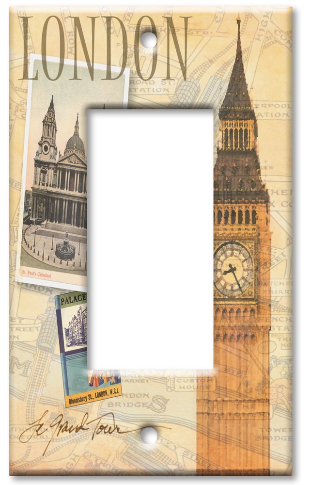 Decorative Metal Wall Plate - Single Gang Rocker Art Plate - London Design - Made in USA | Perfect for Home Decor, Office & Commercial Spaces