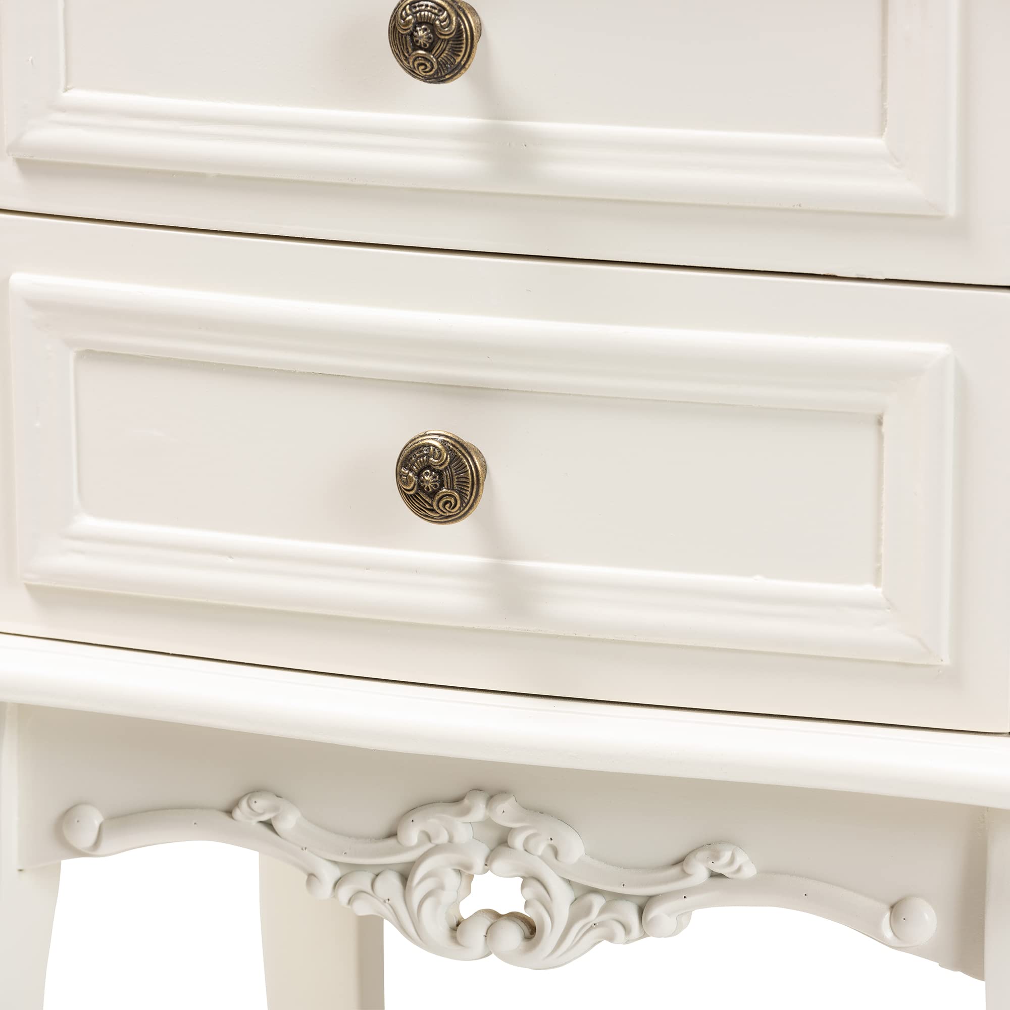 Baxton Studio Modern Nightstand with Drawer - White and Cherry Brown Finish for Bedroom Furniture and Home Decor