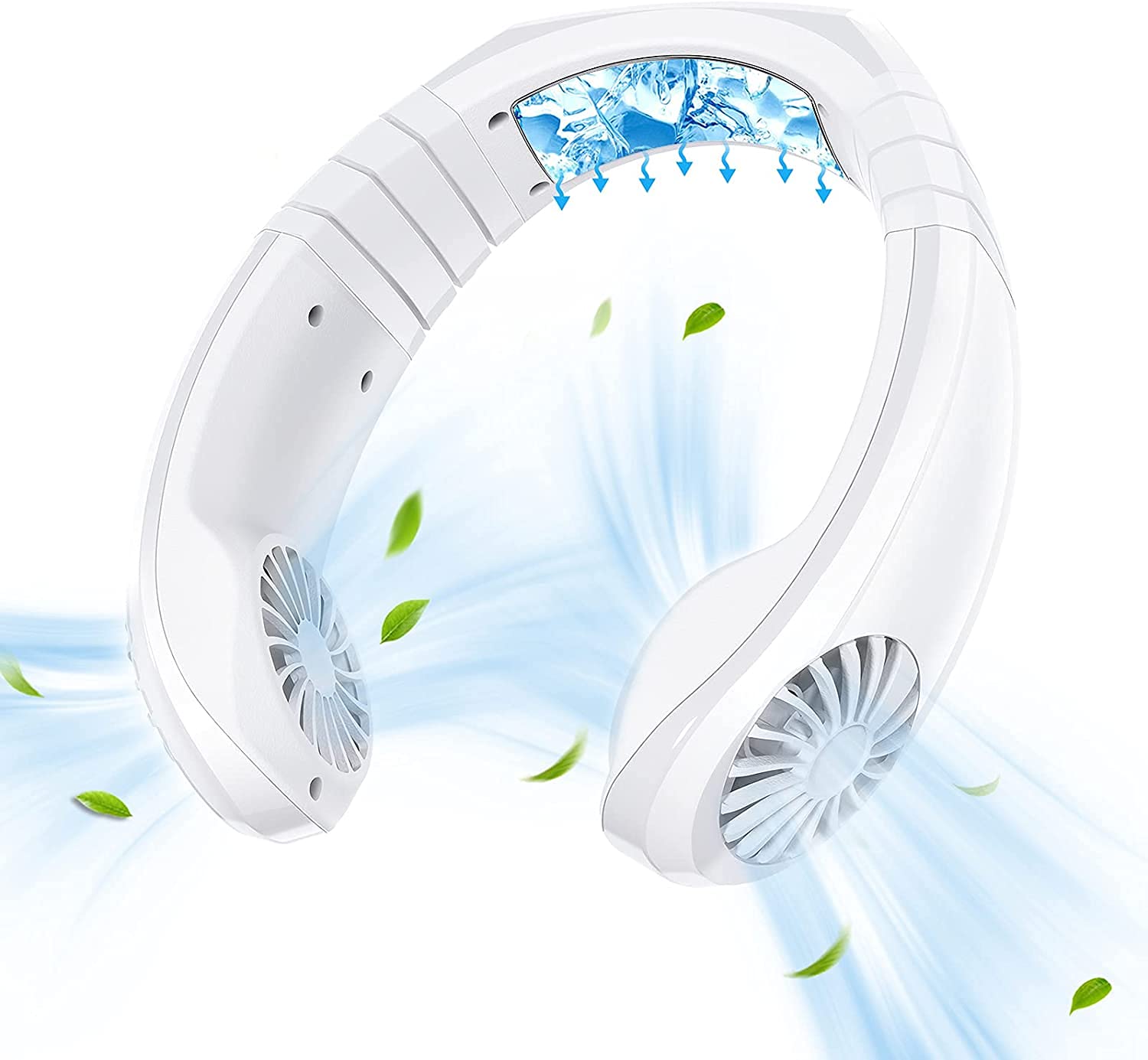 Portable USB Mini Air Cooler - Wearable Neck Fan with 3600mAh Battery, Hands-Free Personal Cooling Fan for Office, Travel & Outdoor Activities
