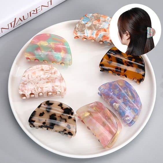 Vintage Semicircle Hair Claws for Women - 6 Piece Set, Hair Clips for Girls, Cute Hair Accessories, Perfect Gift for Her - Ideal for School, Work, Parties & Everyday Styling