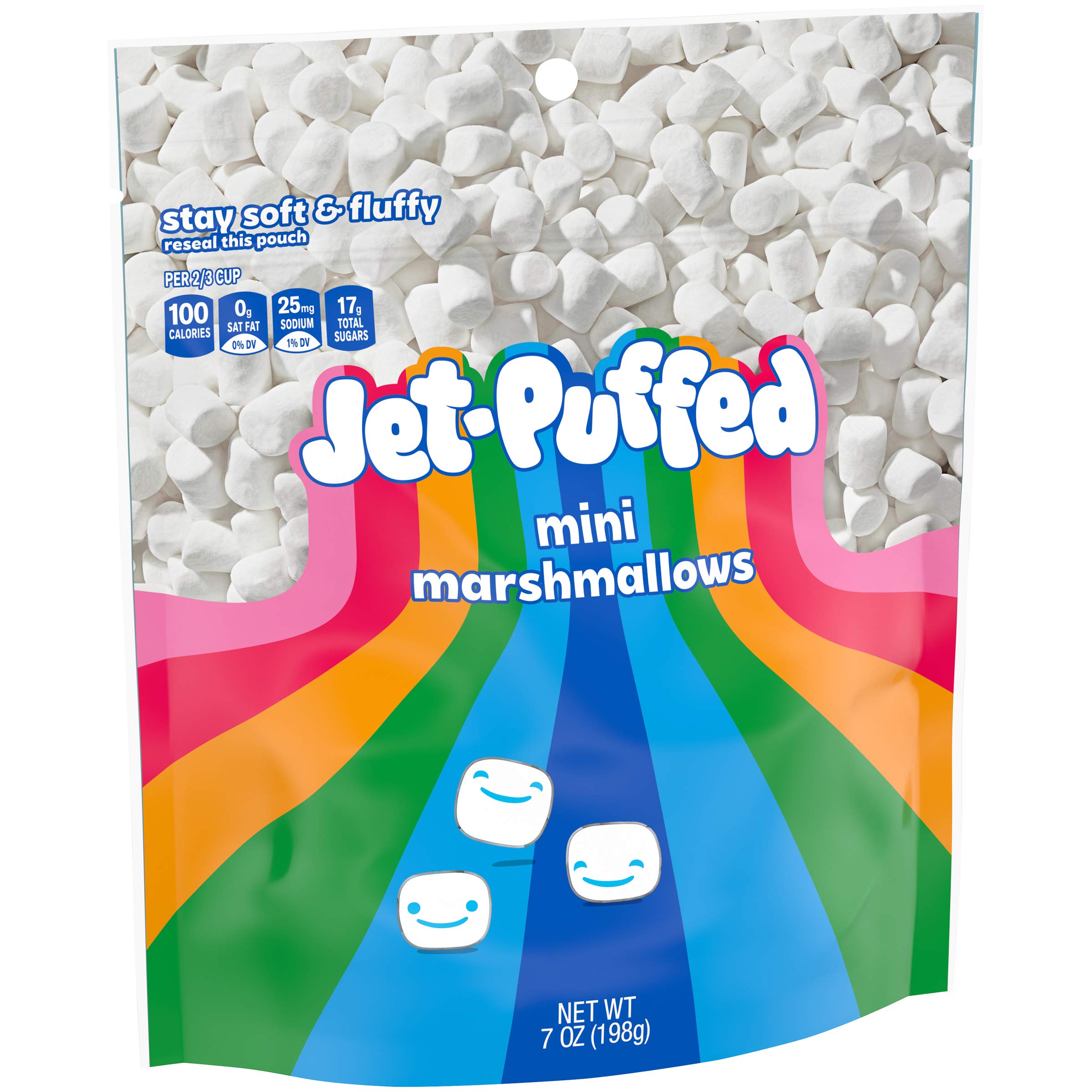 Jet-Puffed Mini Marshmallows 7 oz (4 Pack) - Resealable Bags for Hot Chocolate, Baking & Campfire S'mores - Perfect for Desserts, Snacks & Party Treats