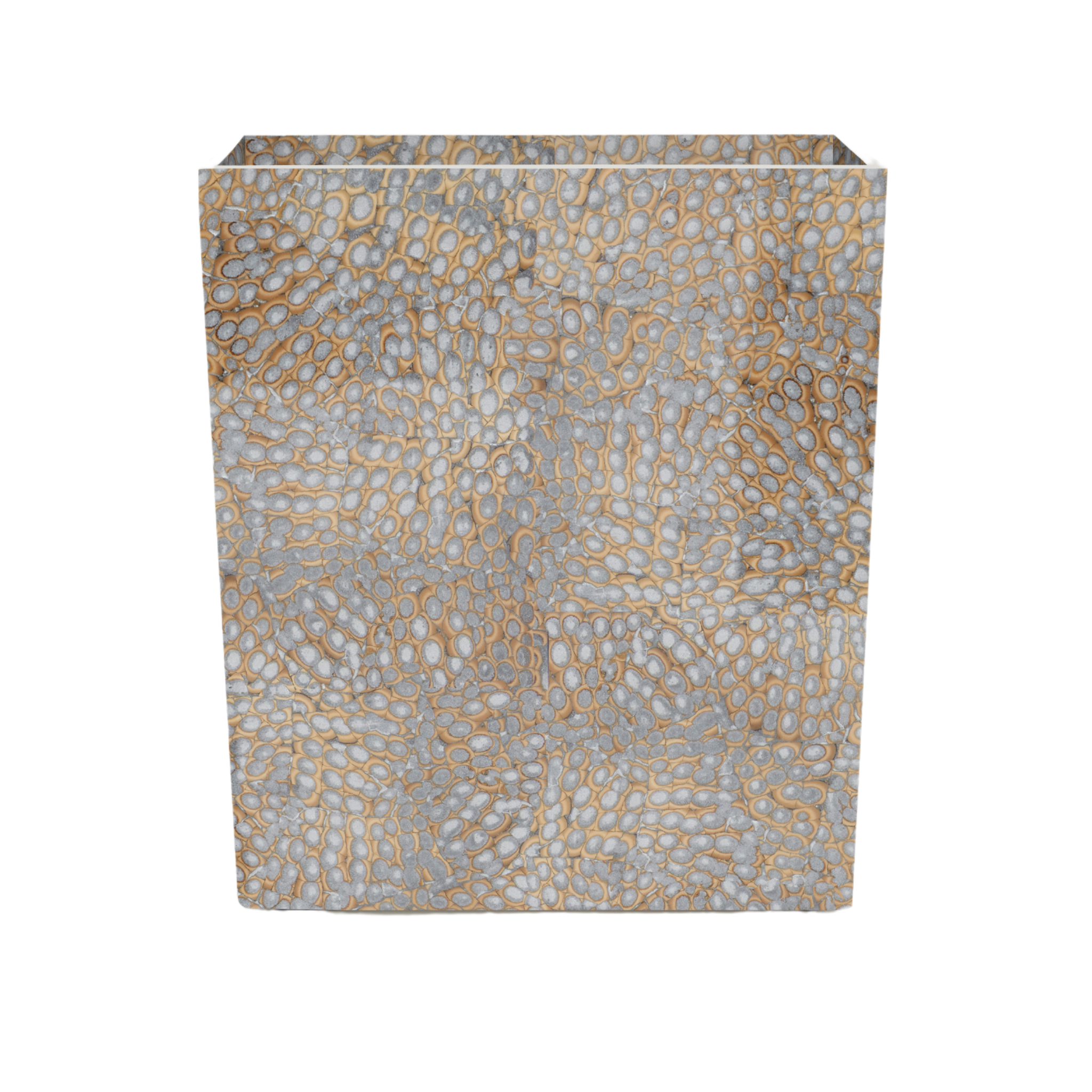 Callas Rectangular Wastebasket - Silver Lacquered Cracked Eggshell Design Trash Can for Home, Office & Bathroom | Stylish & Durable Small Garbage Bin for Waste Disposal