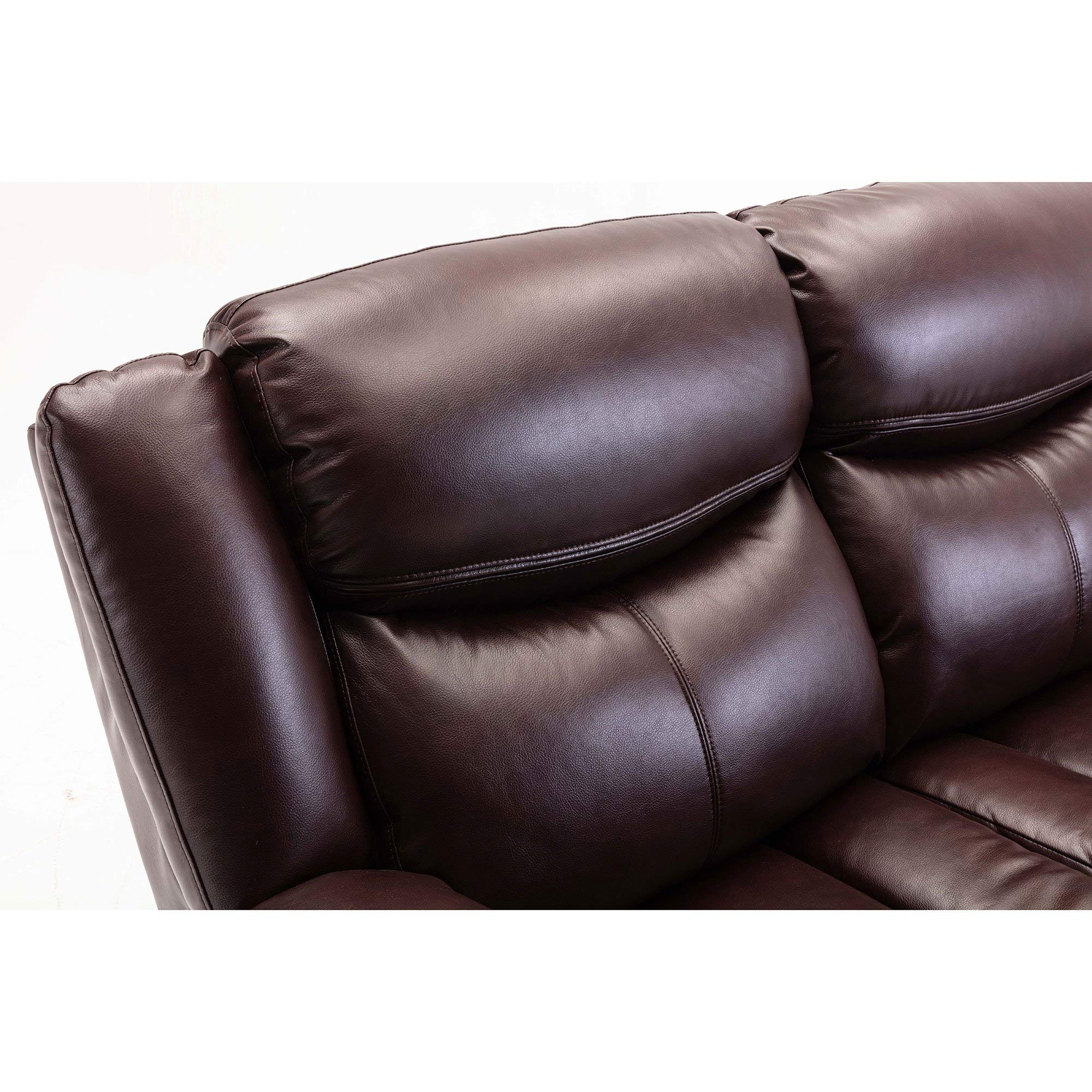 Familymill Breathable Leather Manual Reclining 3-Seat Sofa - Comfortable Living Room Furniture for Home Theater, Family Gatherings & Relaxation