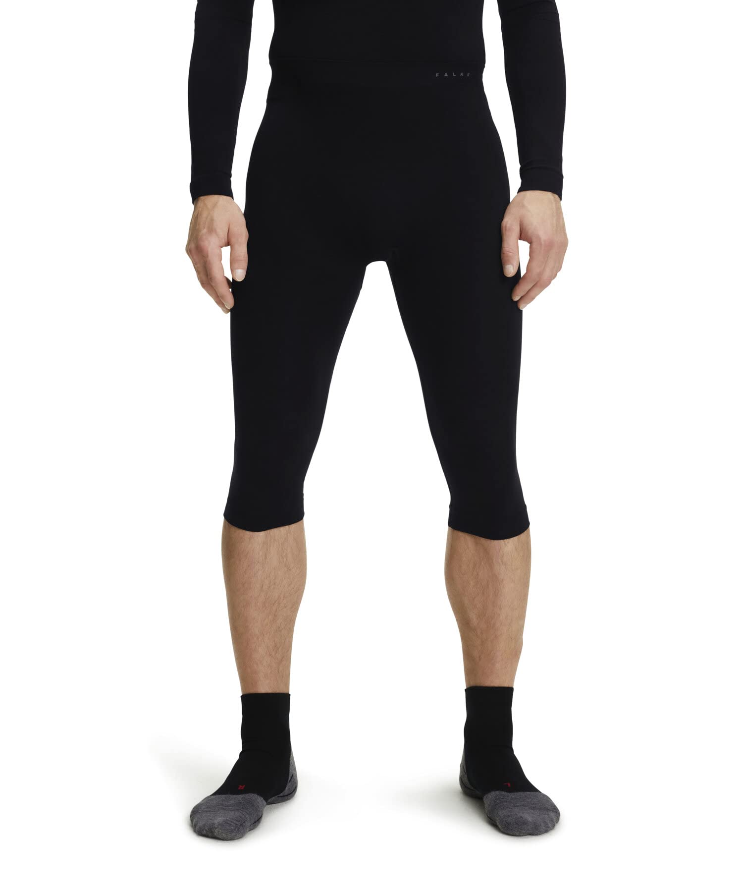 FALKE Men's Thermal Underwear 3/4 Leggings - Breathable Quick-Dry Sports Base Layer for Hot to Cold Weather (Navy Blue/Black) - Ideal for Running, Hiking & Winter Outdoor Activities
