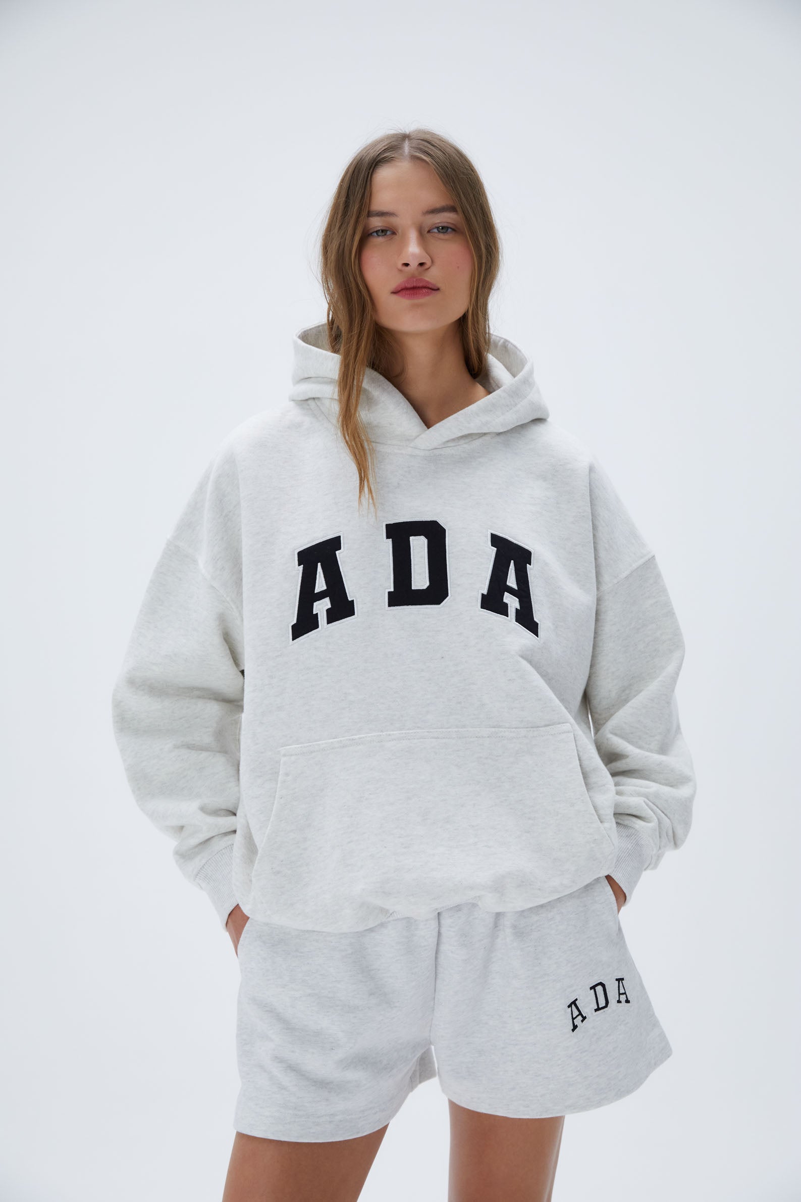 ADA Oversized Hoodie - Light Grey Melange | Cozy Unisex Pullover for Streetwear & Loungewear | Perfect for Casual Outfits & Relaxing at Home
