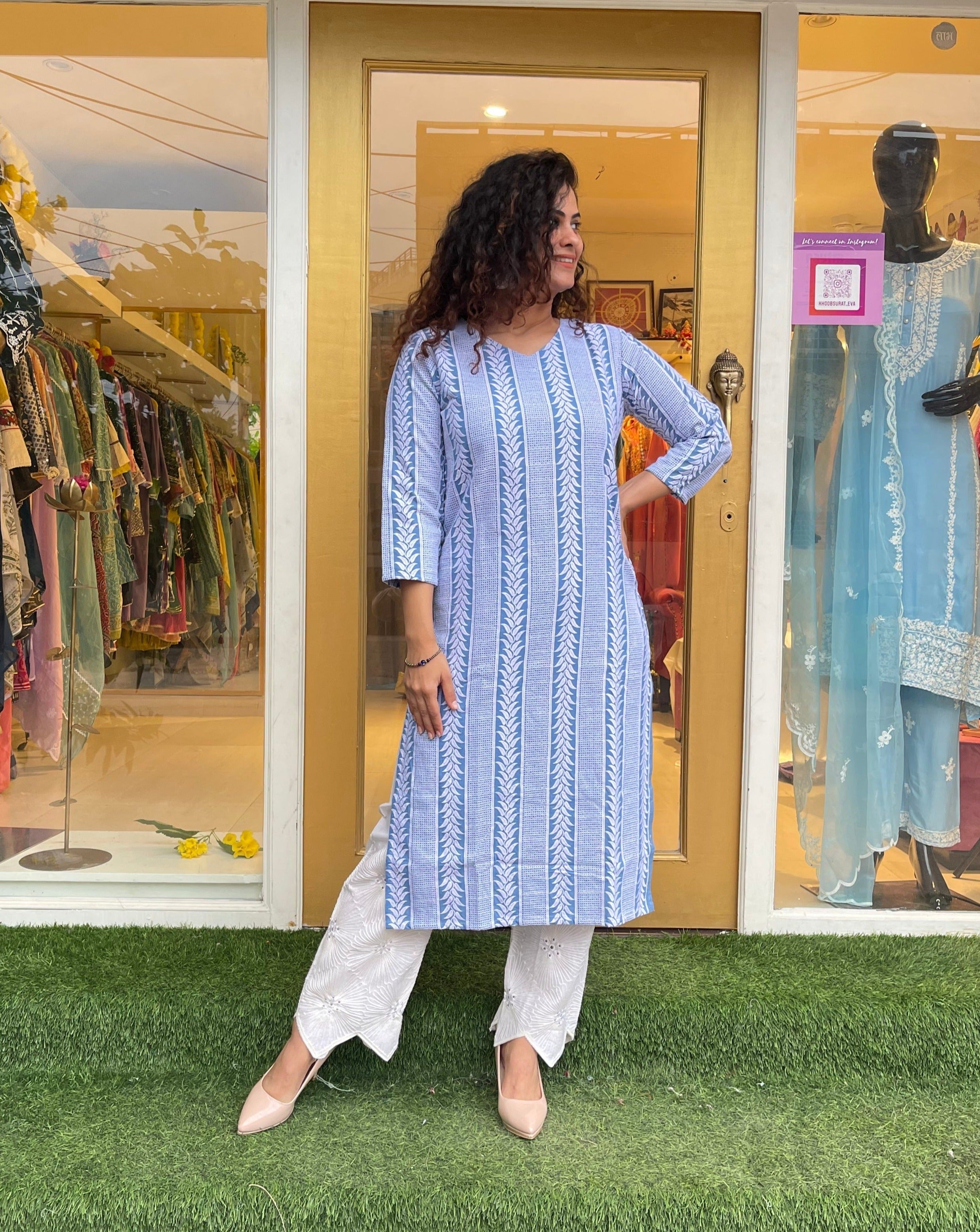 LILY BLUE KURTA SET - Stylish Indian Ethnic Wear for Women | Perfect for Festivals, Weddings & Casual Outings