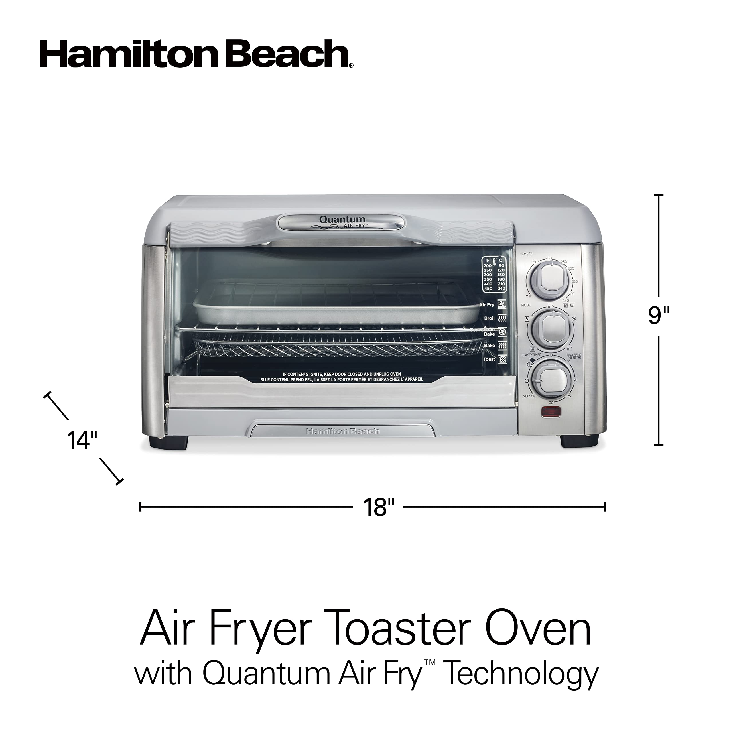 Hamilton Beach Quantum Toaster Oven Air Fryer Combo - Large Capacity 6-Slice Toaster Oven with 12