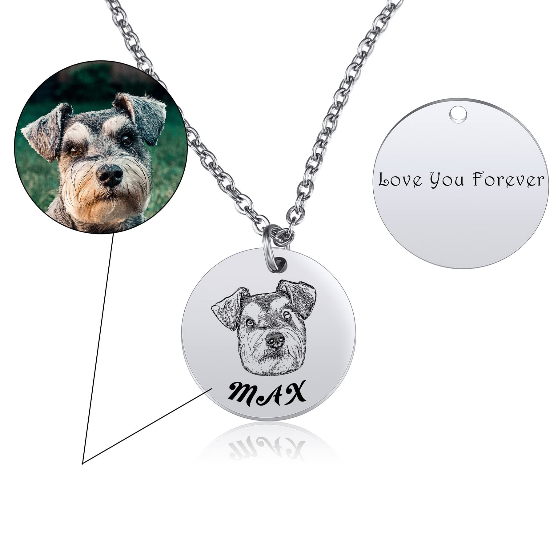 Custom Pet Portrait Necklace - Personalized Memorial Gift for Dog/Cat Lovers - Perfect for Pet Loss Comfort & Daily Wear