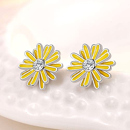 Sweet Sunflower Stud Earrings Set - Cute Enamel Crystal Daisy Flower Earrings for Women & Girls - Bohemian Summer Jewelry - Perfect Mother's Day Gift for Her - Great for Daily Wear, Parties & Special Occasions