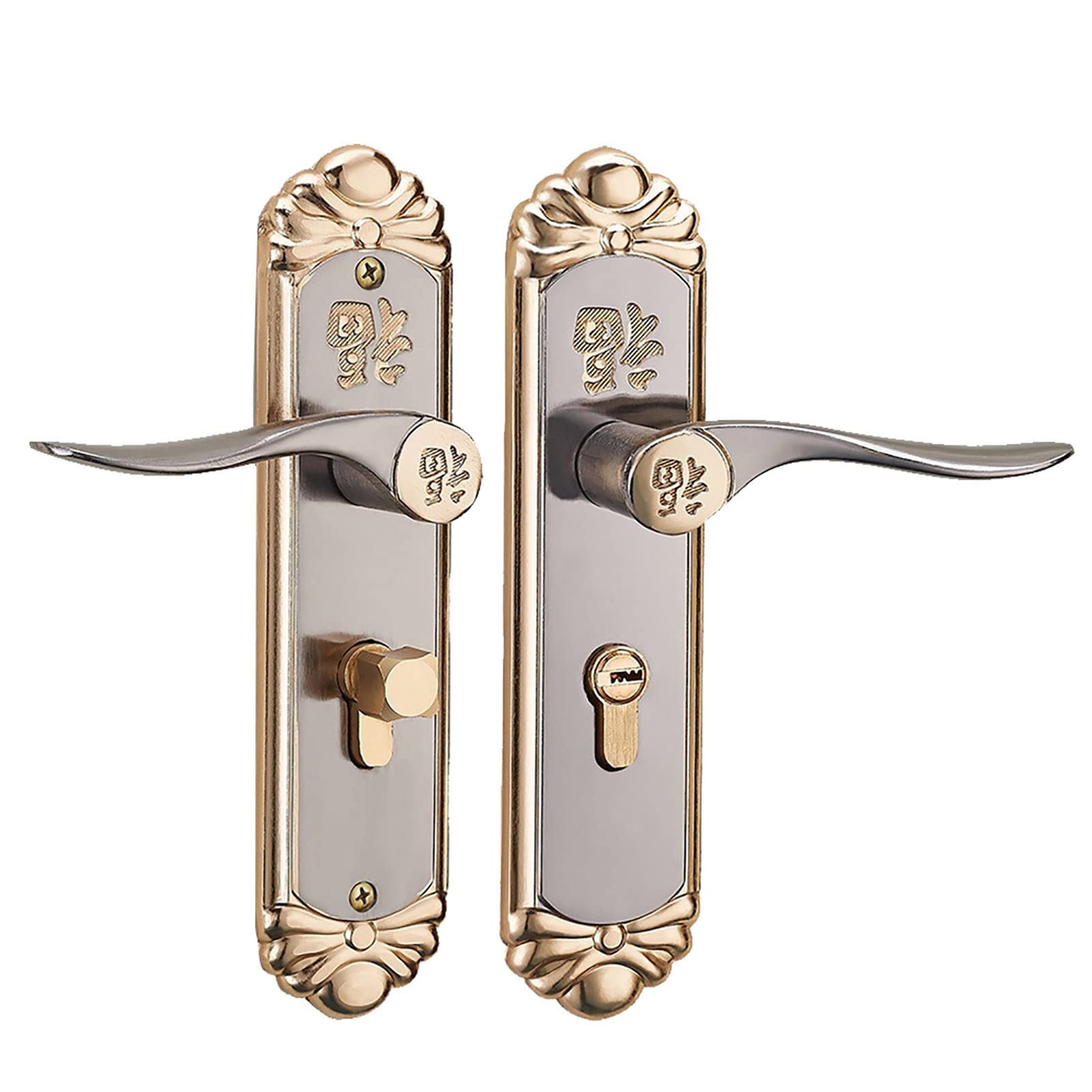 European Style Indoor Wooden Door Handle Lock with Keys - Secure & Stylish Bedroom, Bathroom & Closet Door Hardware for Home Decor