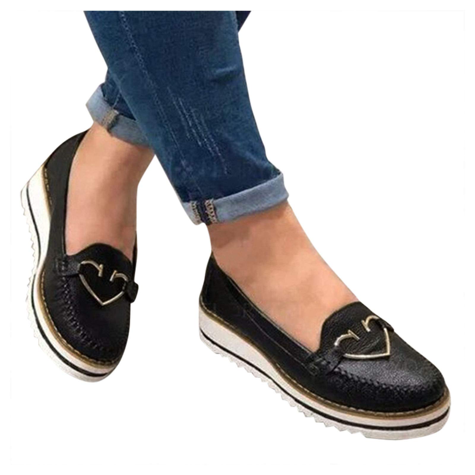 Women's Hemlock Wedge Loafers - Round Toe Slip-On Flats for Office, Work & Casual Walking | Comfortable Slip-Resistant Shoes for Women | Perfect for Business Attire, Commuting & Everyday Wear