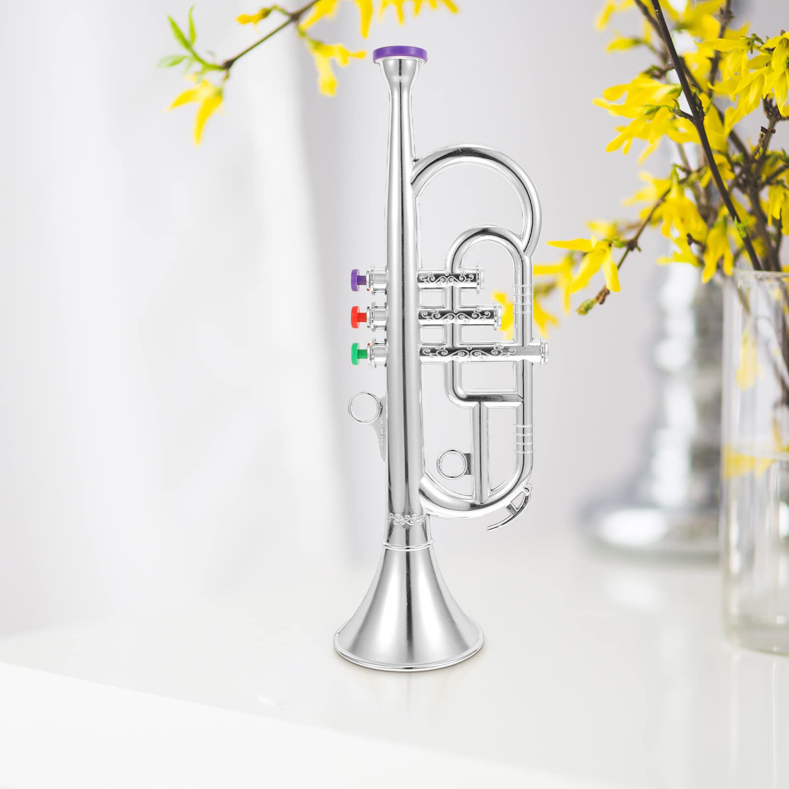 TOYANDONA Kids Plastic Trumpet Toy - Silver Musical Instrument for Boys & Girls | Early Education Learning Toy | Birthday Gift & Party Performance