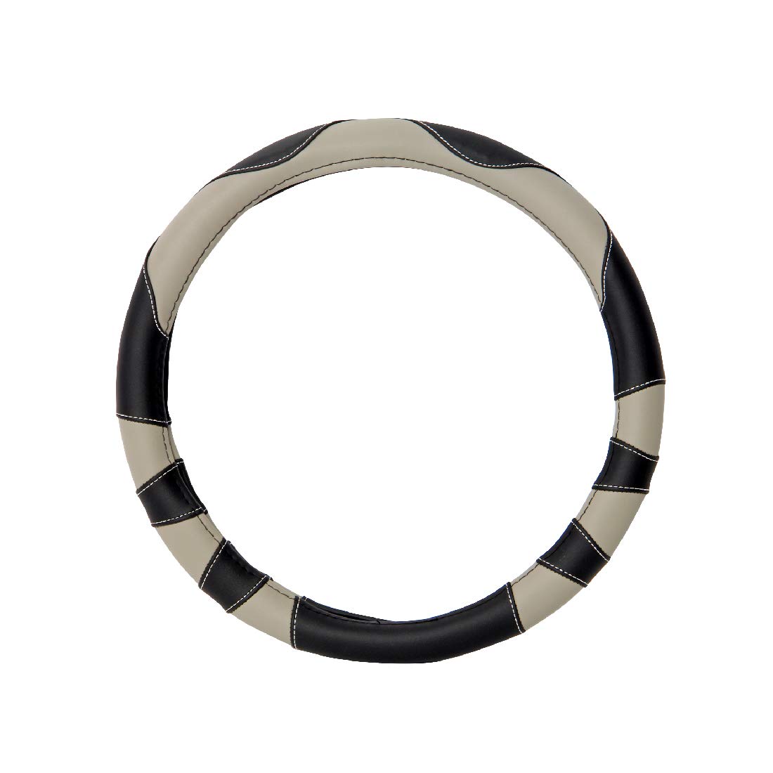 Premium 15 Inch Non-Slip Leather Steering Wheel Cover - Universal Fit for Cars, Trucks & SUVs - Black/Gray Design for Women - Perfect for Commuting, Road Trips & Winter Driving Comfort