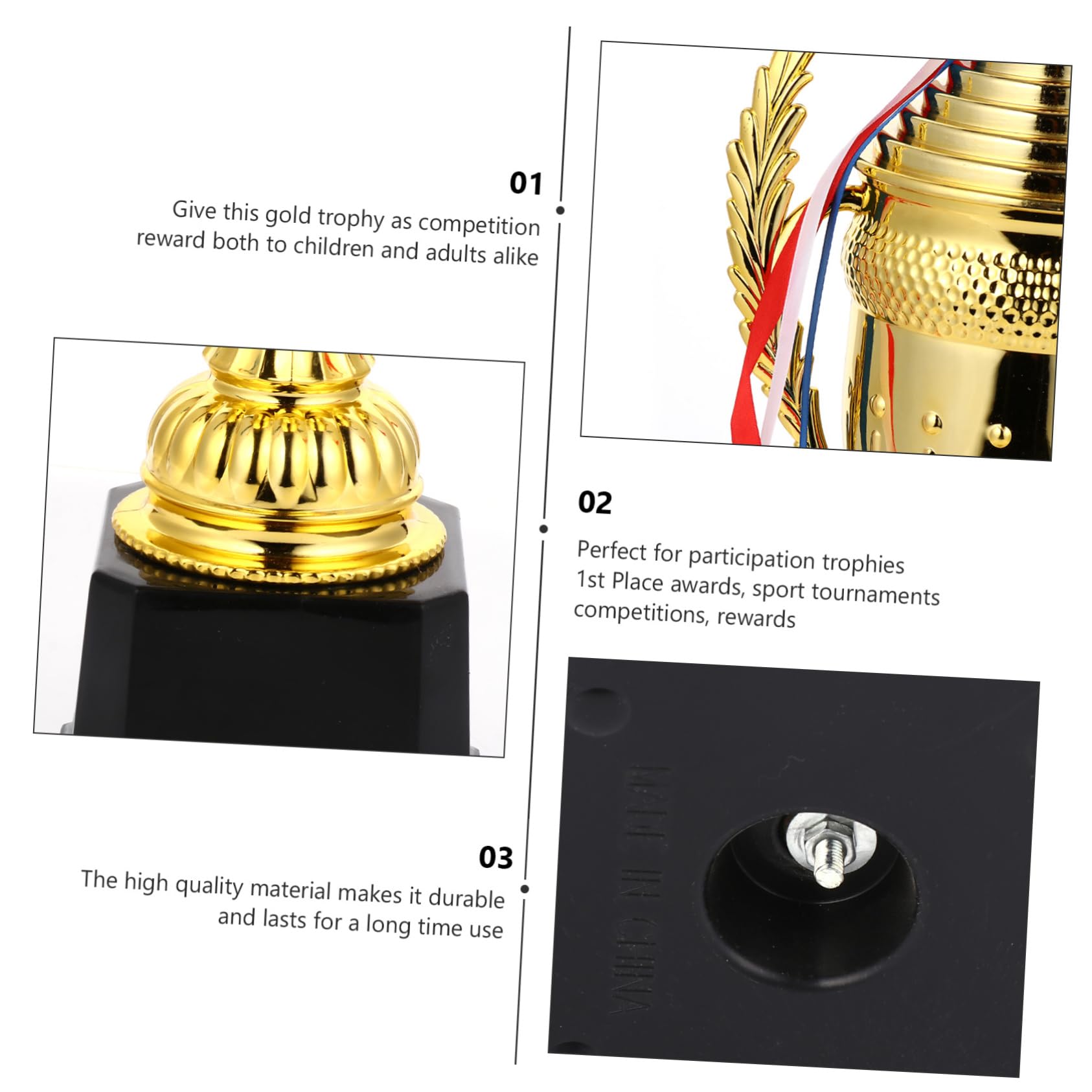 WESIEVYA Mini Gold Plastic Trophy Award - Reusable Winner Prize for Football Soccer Sports, Kids Party Favors, Team Recognition & Achievement Awards - Perfect for Tournaments, School Events & Office Incentives