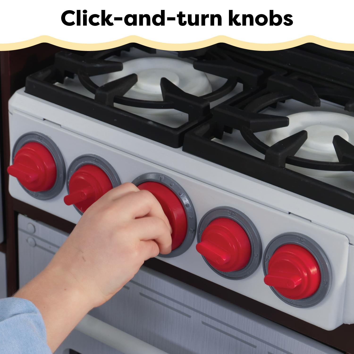 KidKraft Uptown Elite Espresso Play Kitchen - Wooden Pretend Play Set with Lights, Sounds & Working Ice Maker | EZ Kraft Assembly™ | Click & Turn Knobs | Educational Toy Gift for Kids Ages 3+ | Perfect for Imaginative Play, Role-Playing & Early Childhood Development