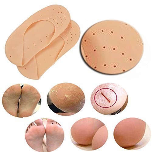 Dweezhet Anti Crack Silicone Foot Protector Socks - Moisturizing Heel Pads for Cracked Feet & Pain Relief - One Size Fits All Men & Women - Perfect for Dry Skin Care, Overnight Treatment & Diabetic Foot Comfort
