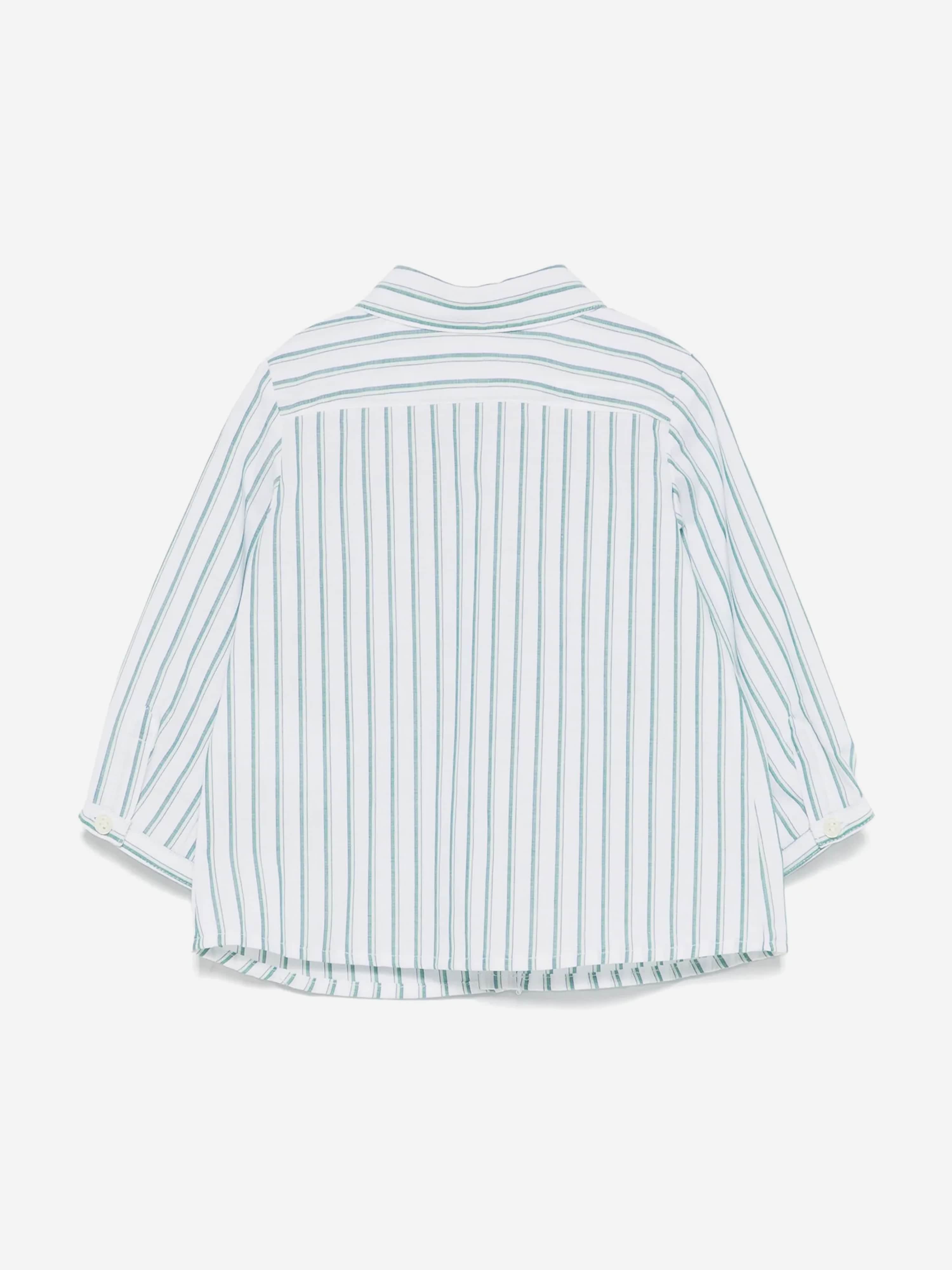 Green Striped Micro Shirt for Baby Boys - Soft & Comfortable Cotton Top for Casual Wear & Special Occasions