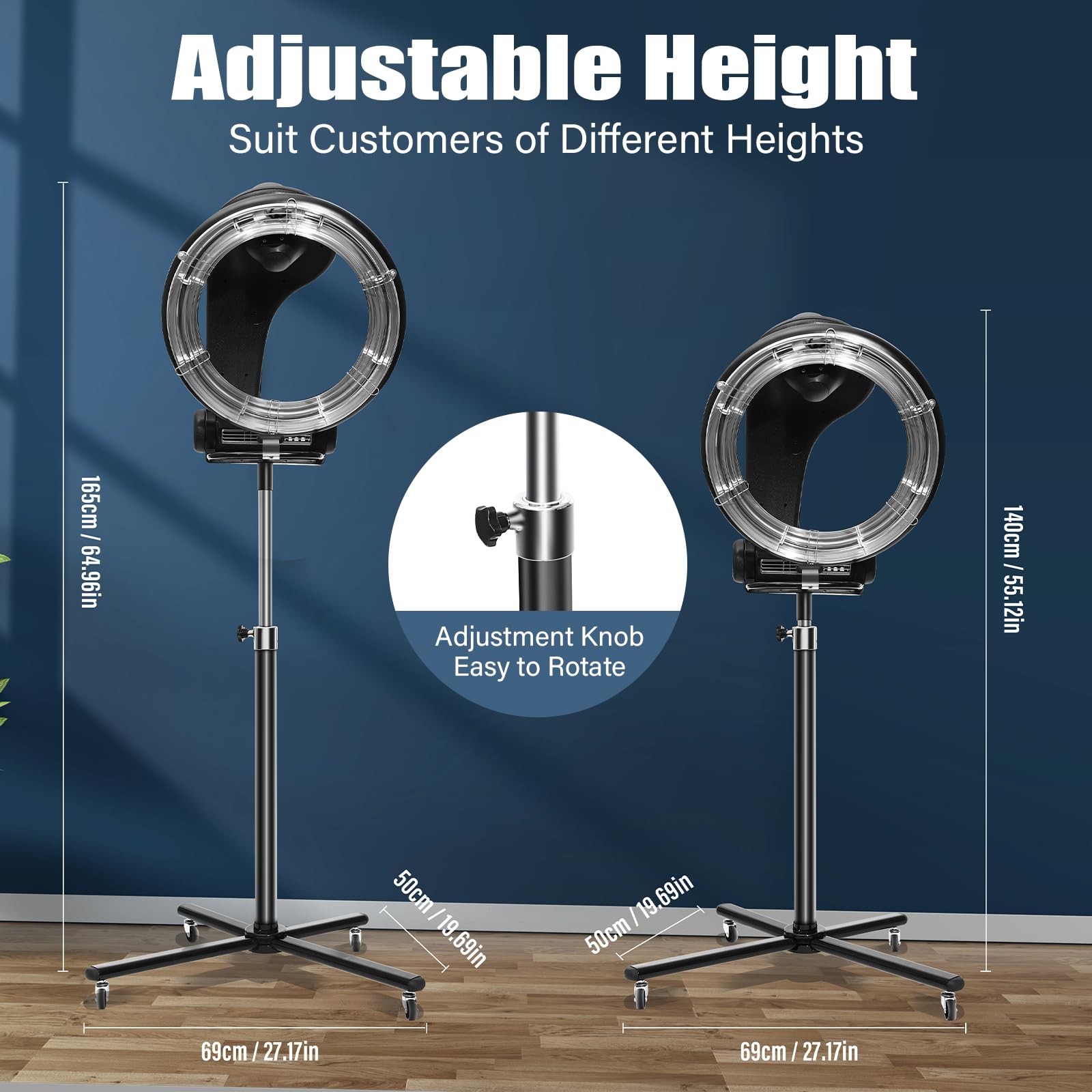 3 in 1 Hooded Hair Dryer - Professional Orbiting Infrared Stand Hair Dryer 110V 950W with Adjustable Temperature for Salon & Home Use - Perfect for Styling, Drying & Setting Hair