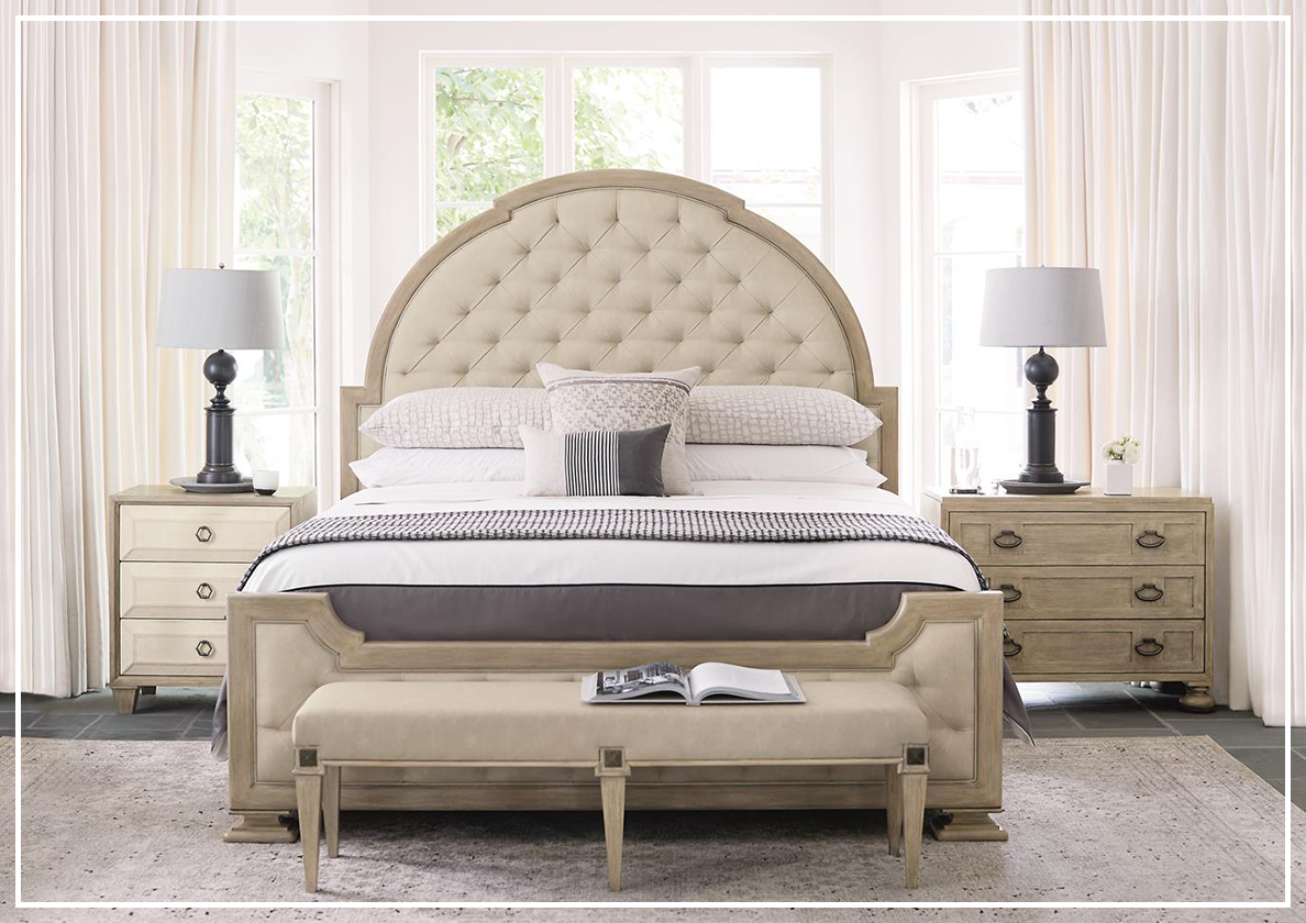 Bernhardt Santa Barbara Panel King Bed with Tufted Headboard - Luxury Upholstered Bed Frame for Master Bedroom - Perfect for Modern & Traditional Home Decor