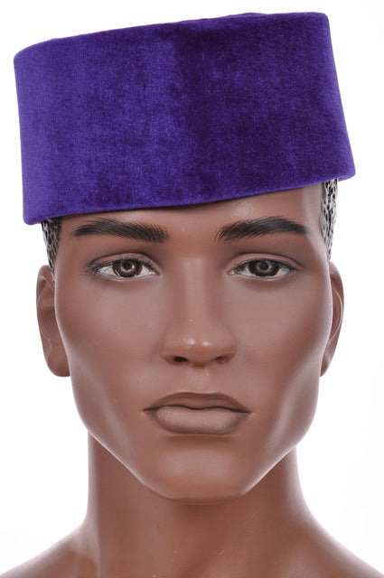 Stylish Purple African Velvet Senator Hat for Men - DPH553IN - Perfect for Weddings, Parties & Cultural Events