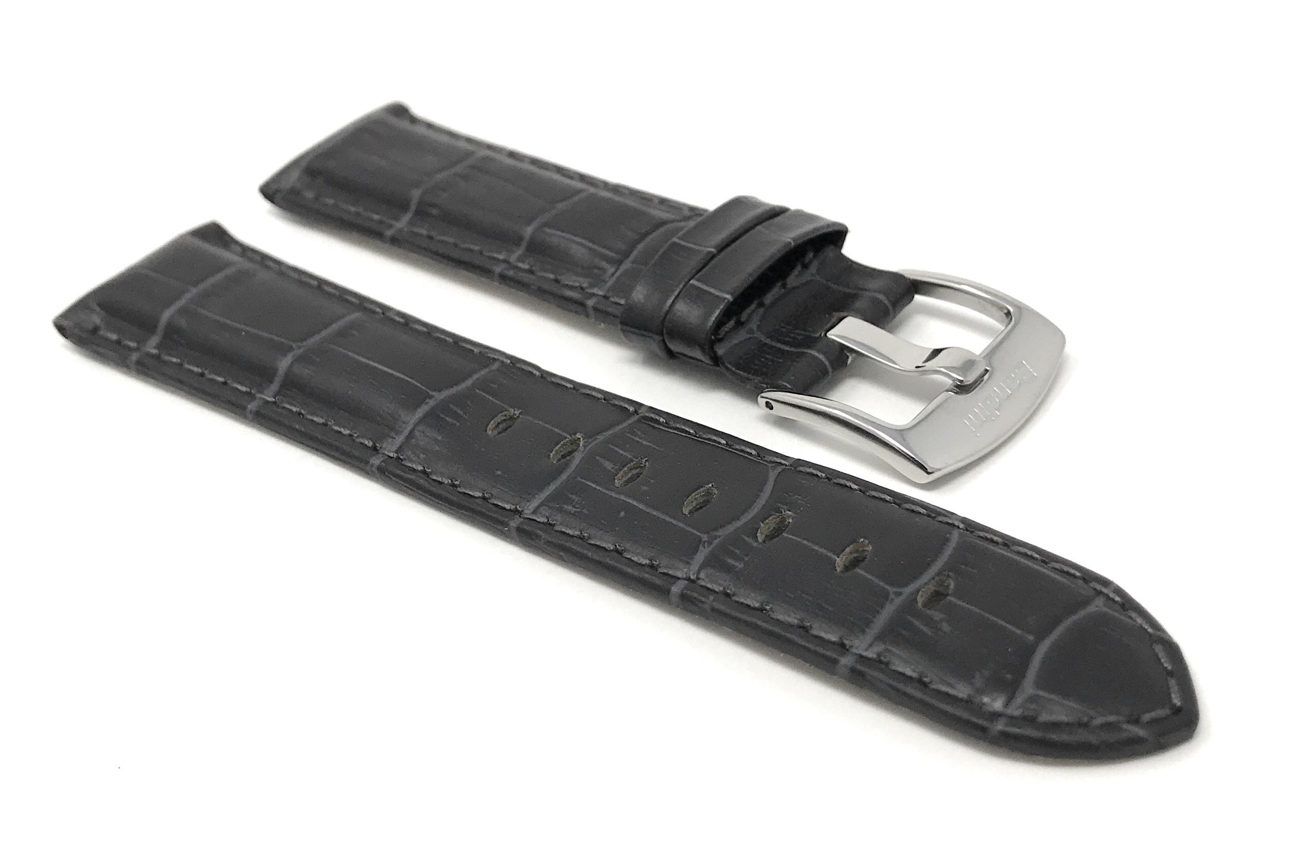 18mm Men's Alligator Leather Watch Band - Grey Strap for Classic & Smart Watches - Office & Casual Wear