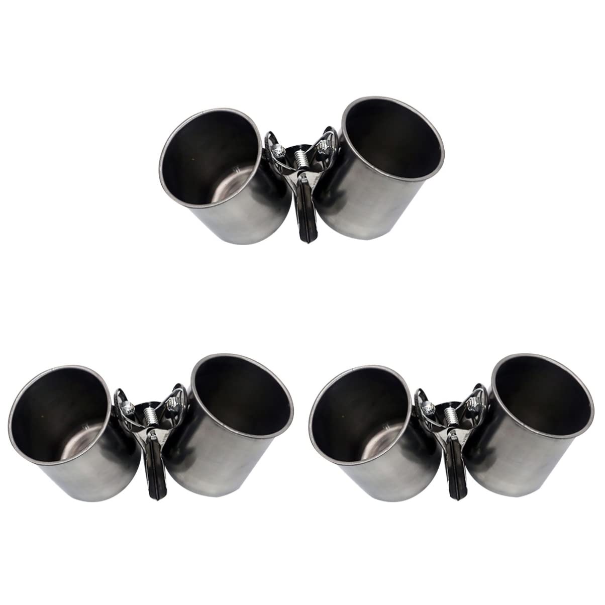 6pcs Stainless Steel Bird Feeding Bowls with Hanging Clamps - Durable Cage Mounted Dishes for Cockatiels, Parakeets & Budgies - Perfect for Small Pet Birds in Cages, Aviaries or Travel Carriers