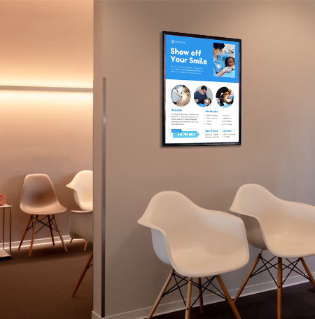 24x24 Slim Beveled Metal Frame - Top/Side Load Poster & Sign Holder for Home, Office & Gallery Displays | Wall Art & Photo Display Solution