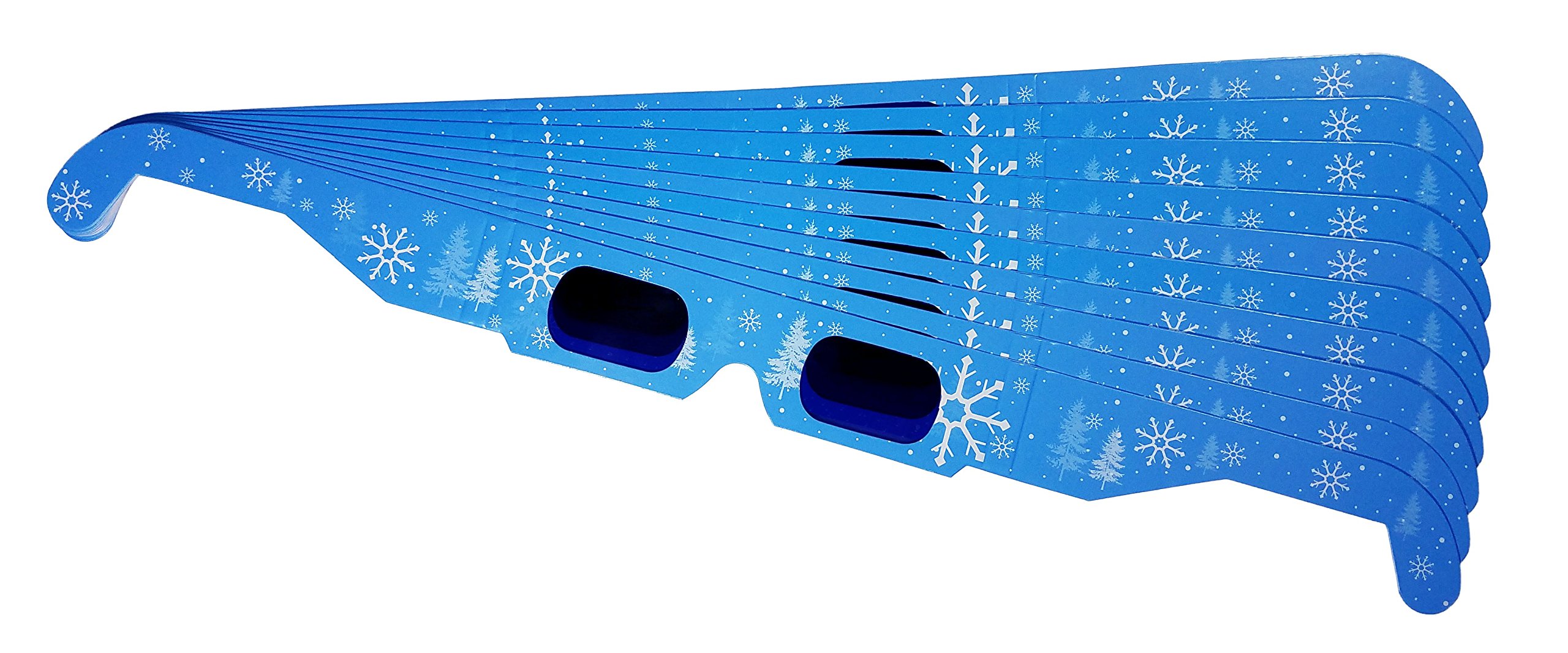 GSM Brands Christmas 3D Glasses - Holiday Specs Transform Lights into Magical Snowflake Patterns (10 Pack) - Perfect for Christmas Parties, Holiday Decorations & Festive Light Shows