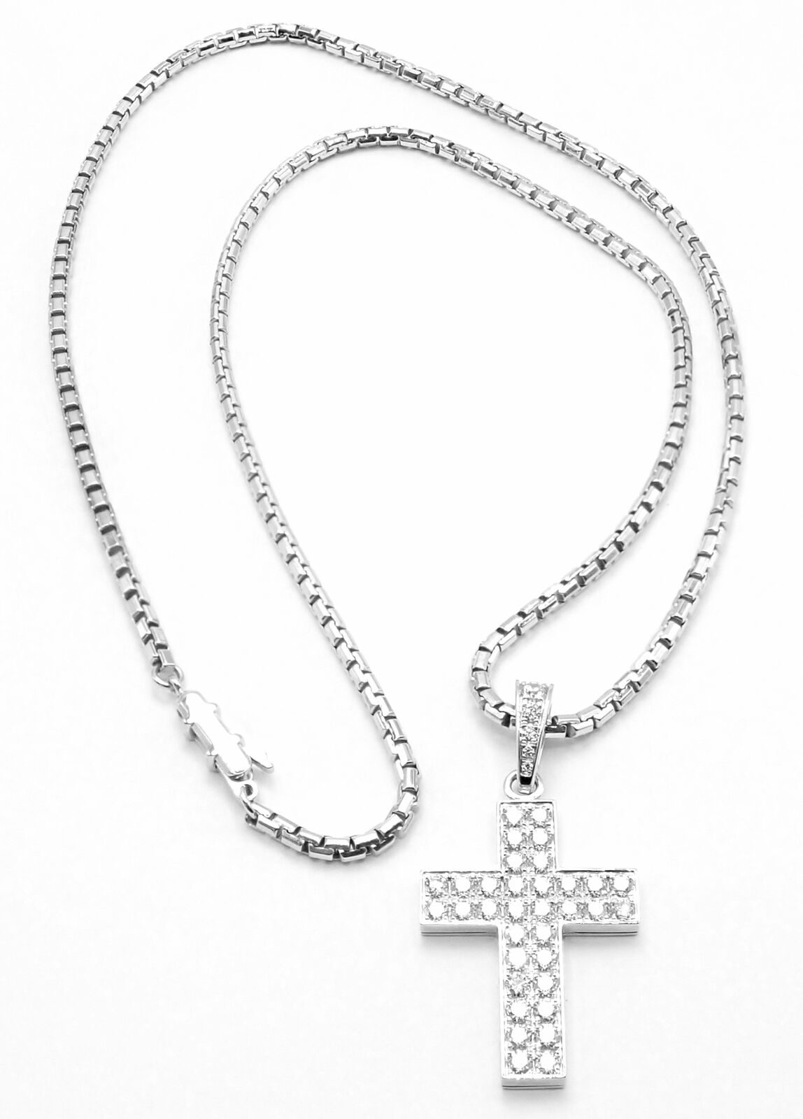 Authentic Cartier Cross 18K White Gold Diamond Pendant Necklace for Women - Luxury Jewelry Gift for Anniversary, Valentine's Day & Special Occasions