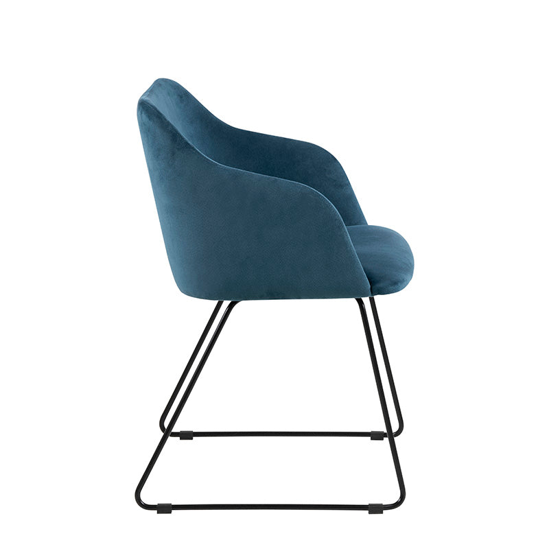 AYLA Modern Dining Chair - Blue Velvet Upholstered Accent Chair for Kitchen, Dining Room & Office - Comfortable & Stylish Seating Solution for Home Decor