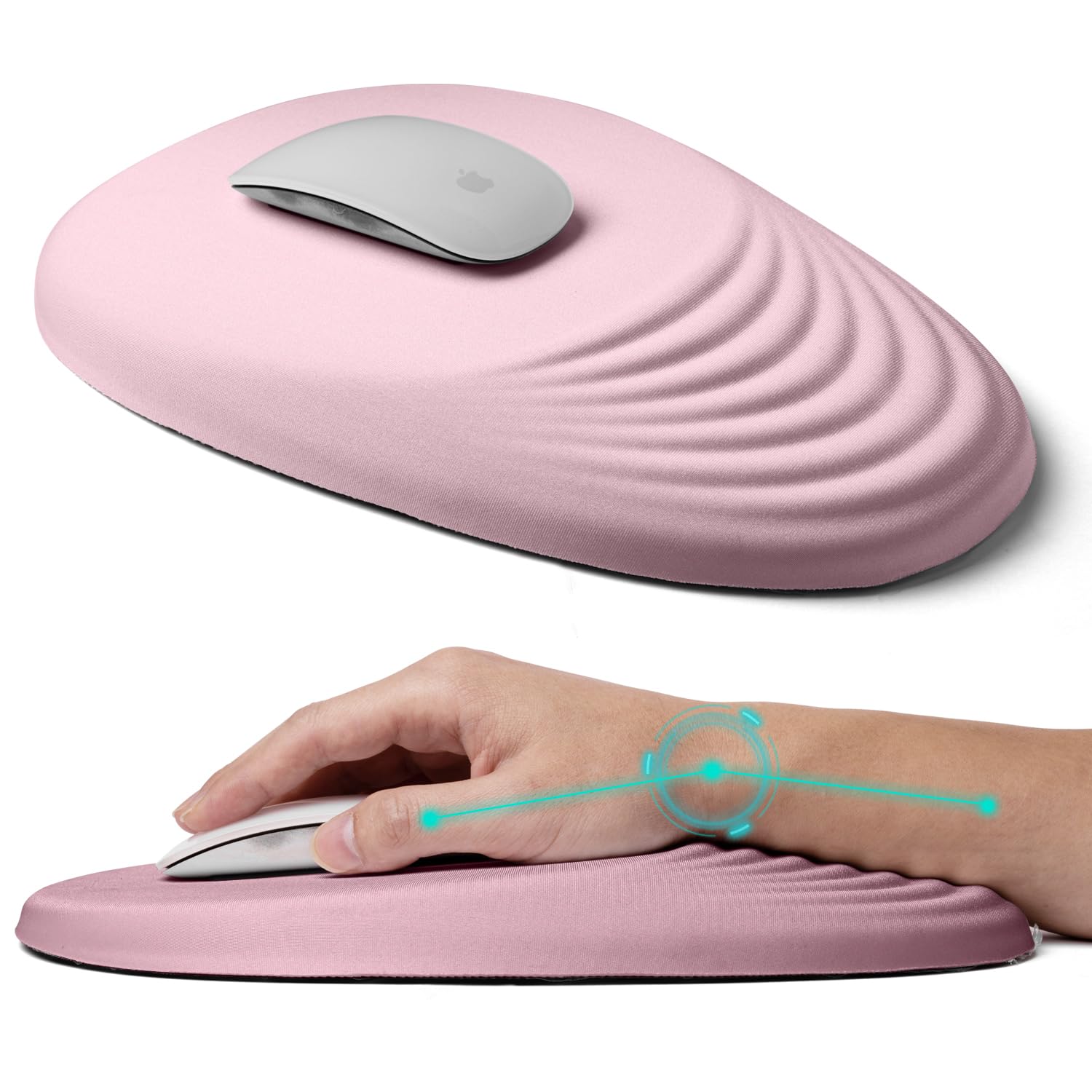 Ergonomic Mouse Pad with Wrist Rest - Memory Foam Support for Carpal Tunnel Pain Relief, Non-Slip PU Base, Wireless Mouse Compatible (Pink) - Perfect for Office, Gaming & Home Computer Workstations